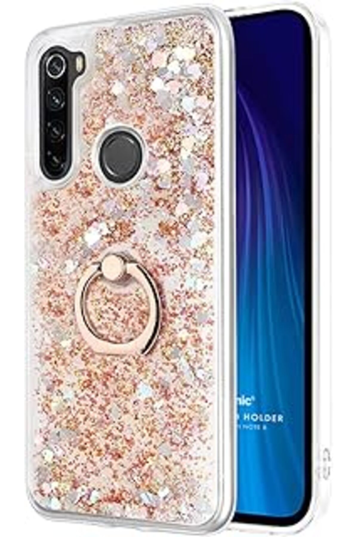 Karachil Microsonic Xiaomi Redmi Note 8 Için Kılıf Glitter Liquid Holder Gold [Redmi Note 8 Ile Uyumlu Kılıf