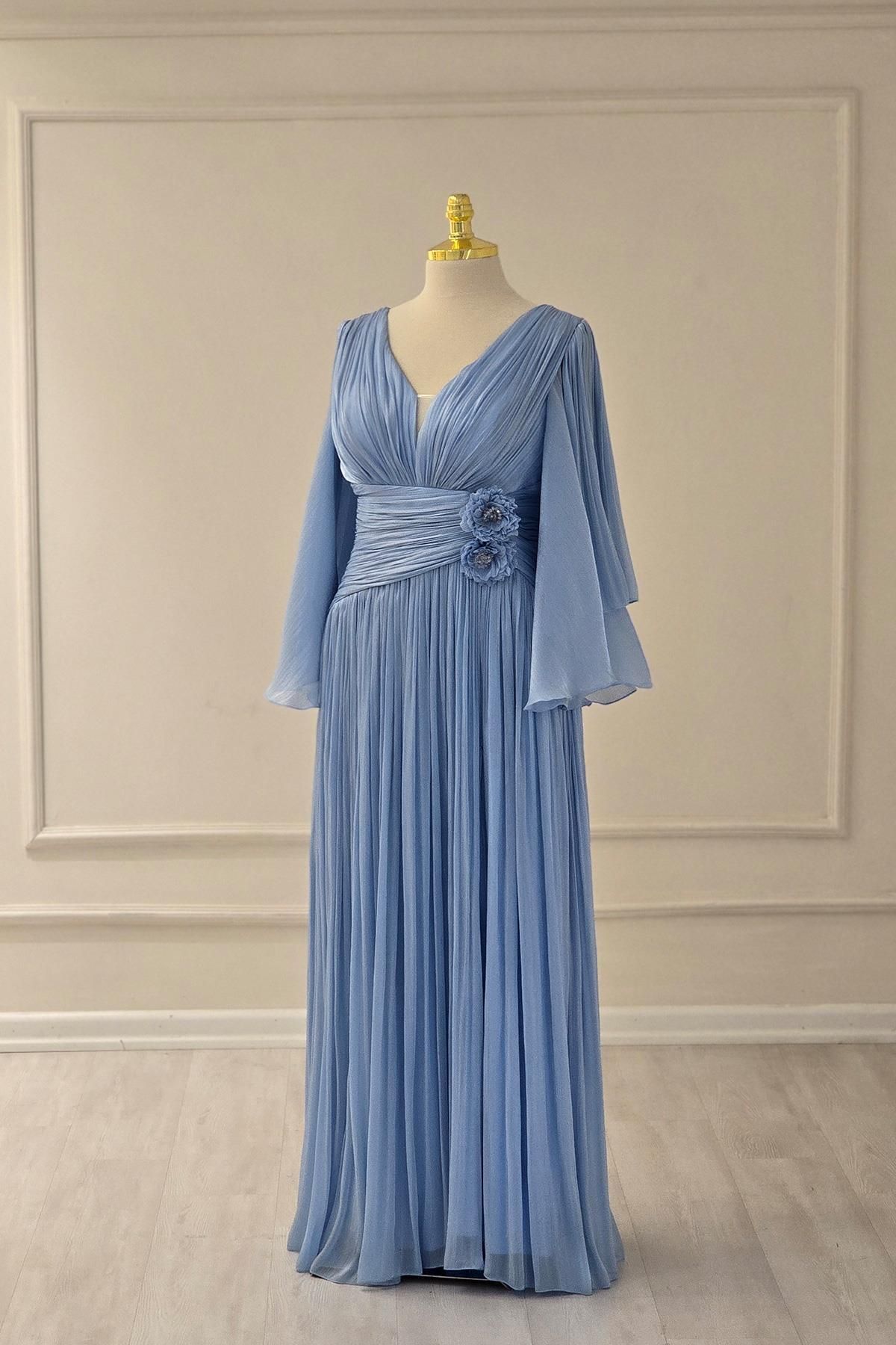 Yonca Moda Evi BEBE MAVİSİ Jan Jan Şifon Abiye 4063