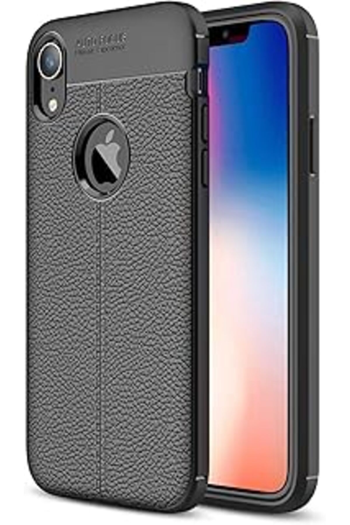 Karachil Microsonic Apple Iphone Xr (6.1'') Için Kılıf Deri Dokulu Silikon Siyah [Iphone Xr Ile Uyumlu Kılıf