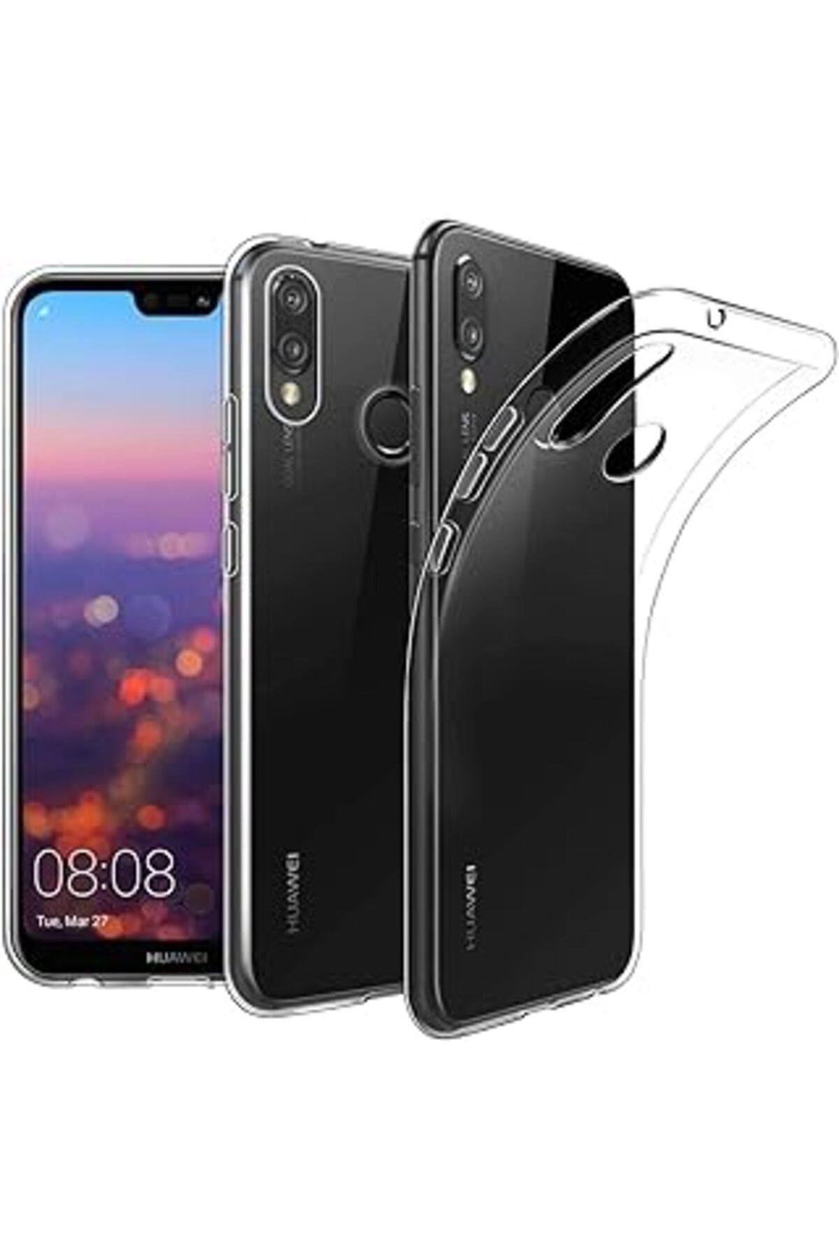 Karachil Oprimio Huawei P20 Lite Için Kristal Berraklığında Kılıf [Silikon Kılıf] [%100 Şeffaf] Huawei P20