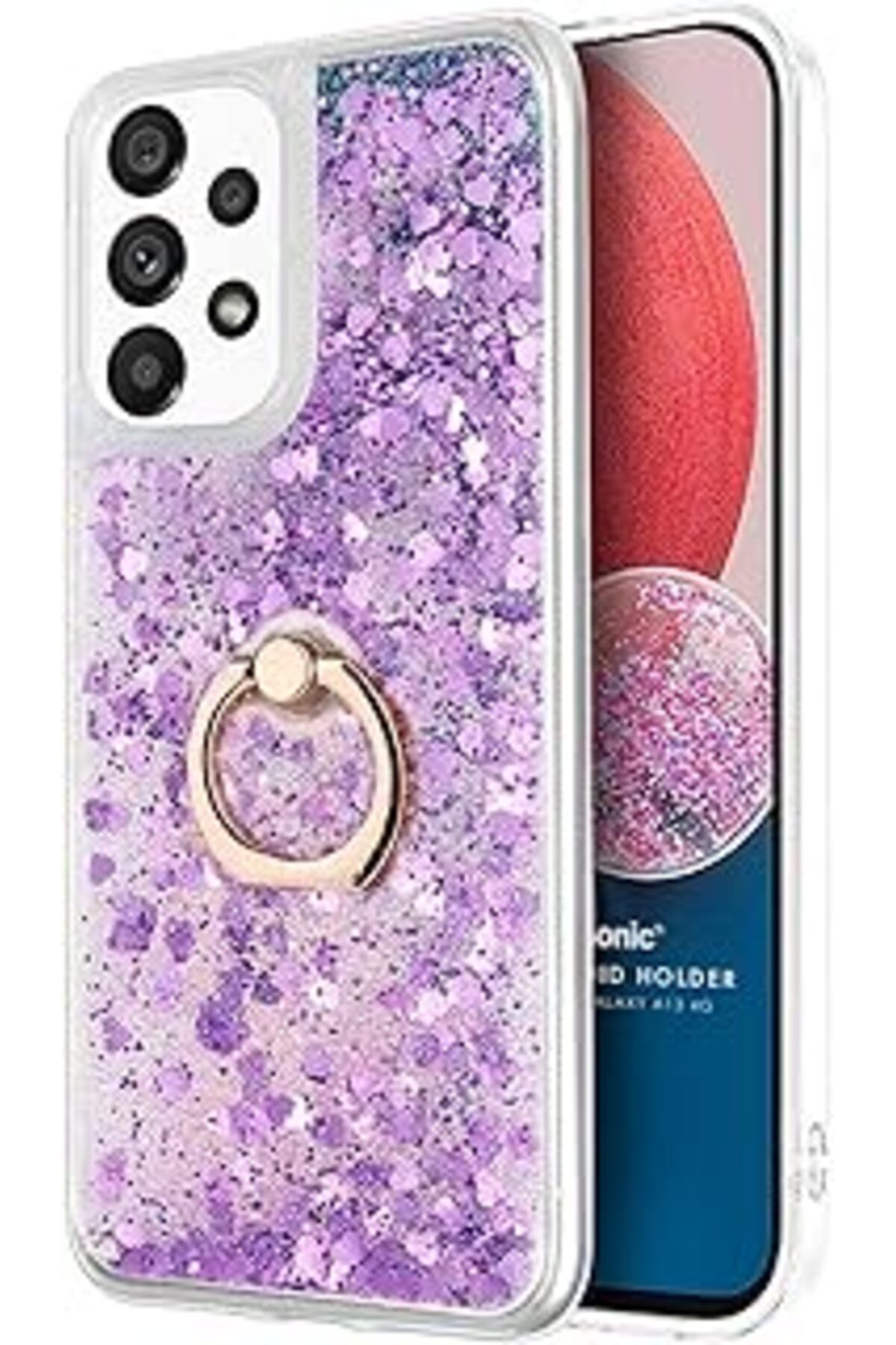 Karachil Microsonic Samsung Galaxy A13 4G Için Kılıf Glitter Liquid Holder Mor [Galaxy A13 4G Ile Uyumlu Kıl