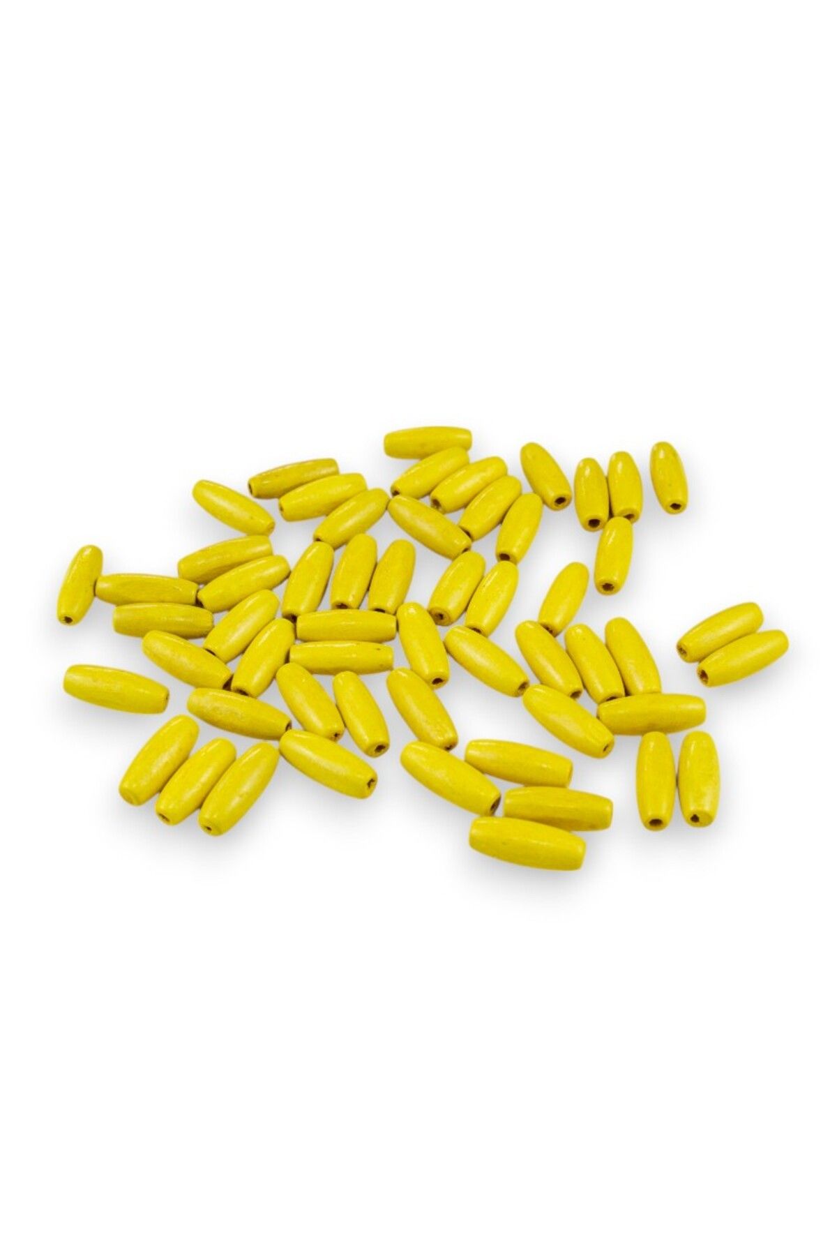 Serhat Aksesuar ve El İşçilik 12 Mm Arpa Sarı (22X6 MM) Ahşap Boncuk 35 gr (100 ADET)