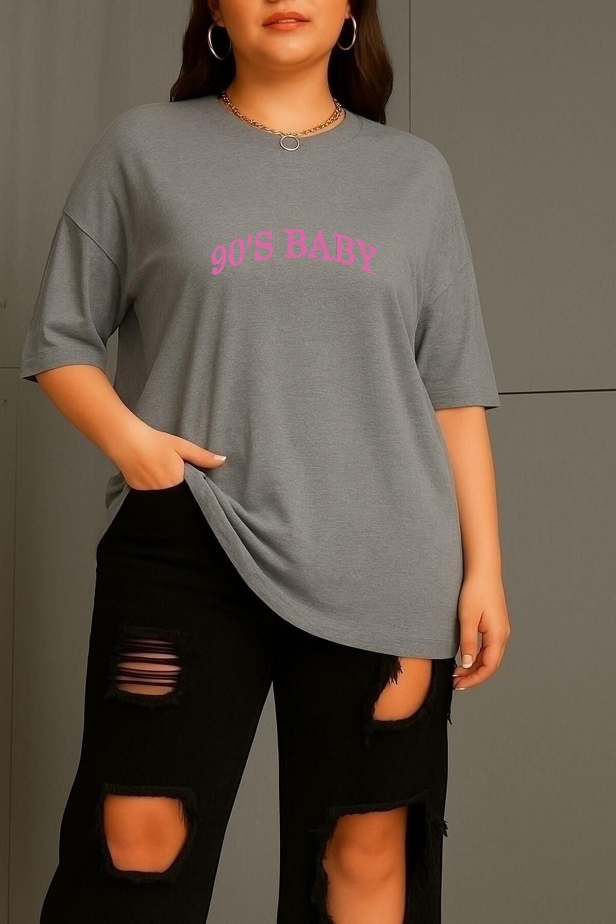 BENROMA BÜYÜK BEDEN 90'S BABY BASKILI UNİSEX TİŞÖRT