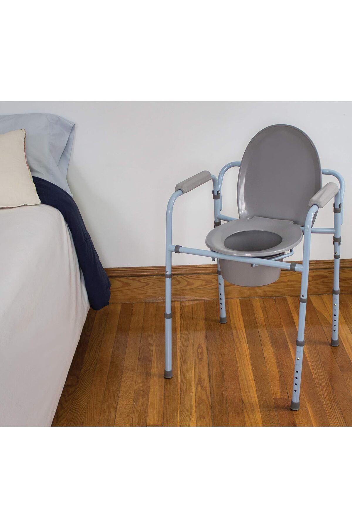 CAREX-3-in-1 Folding Bedside Commode and Raised Toilet Seat, Bedside Commodes for Seniors 3
