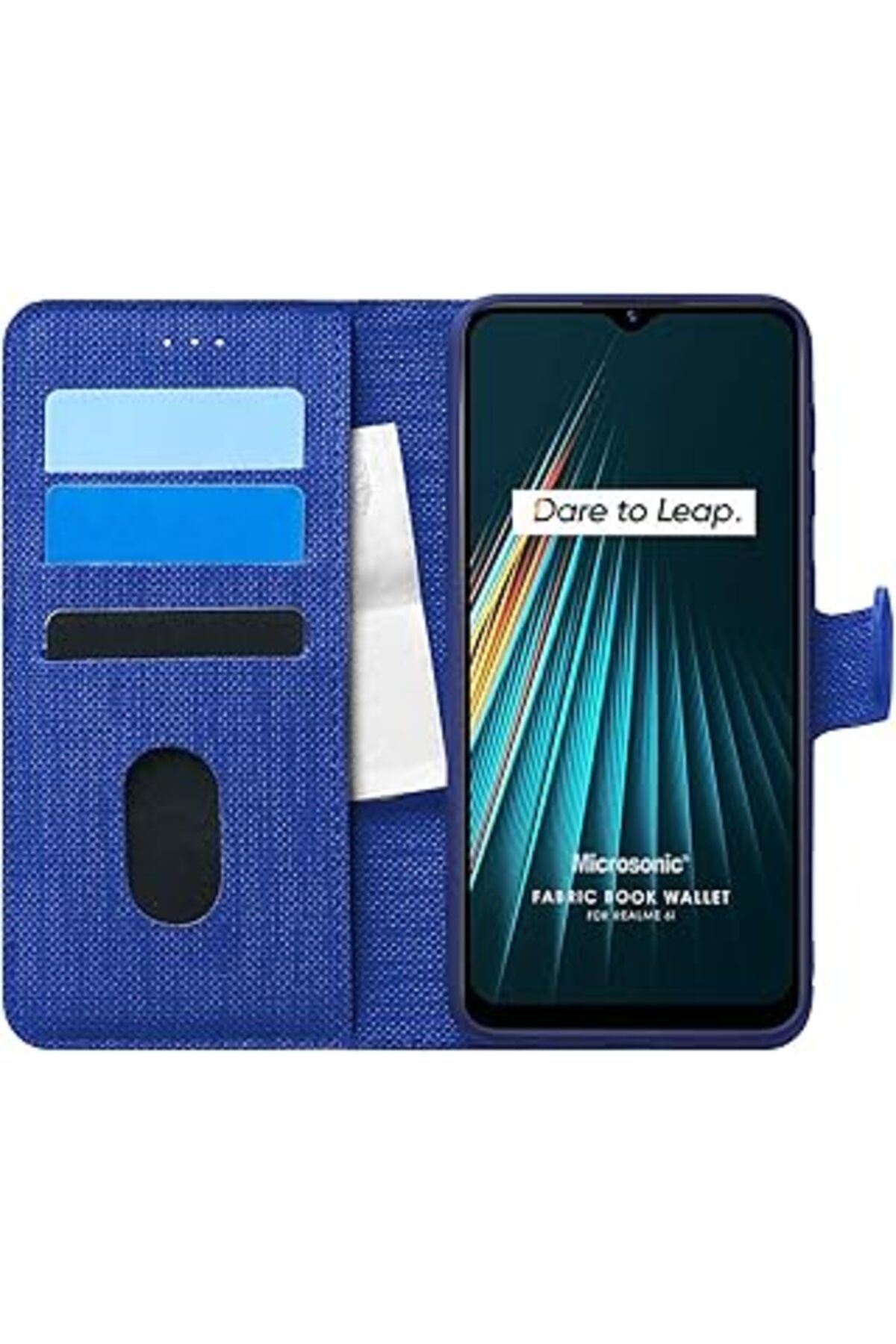 Karachil Microsonic Realme 6I Için Kılıf Fabric Book Wallet Lacivert [Realme 6I Ile Uyumlu Kılıf - Lacivert]