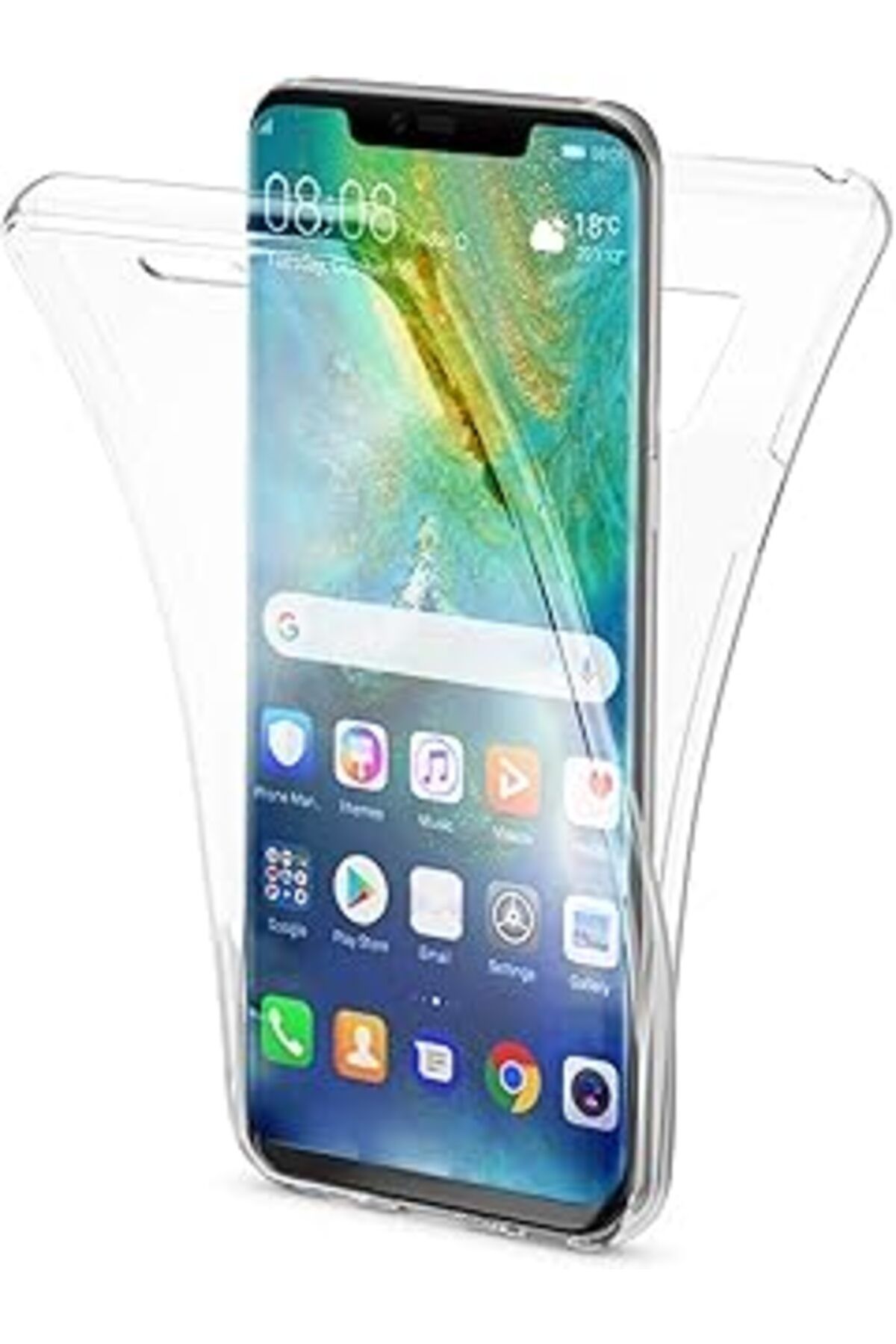 Karachil Microsonic Huawei Mate 20 Pro Için Kılıf 6 Tarafı Tam Full Koruma 360 Clear Soft Şeffaf [Mate 20 Pr