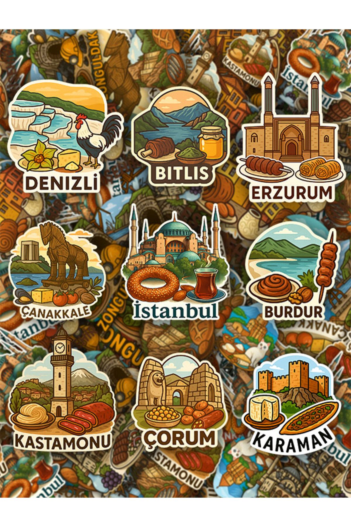 cakaybu 81 İl Temalı Türkiye Sticker Seti (4 Sayfa) – Seyahat, Ajanda, Valiz ve Laptop Etiketi
