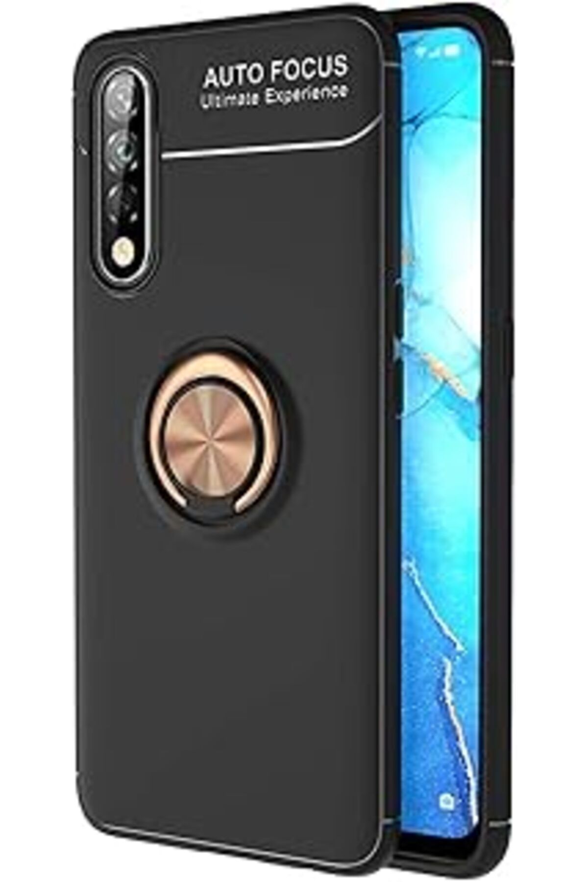 Karachil Microsonic Oppo A31 Için Kılıf Kickstand Ring Holder Siyah Rose [A31 Ile Uyumlu Kılıf - Siyah - Ros