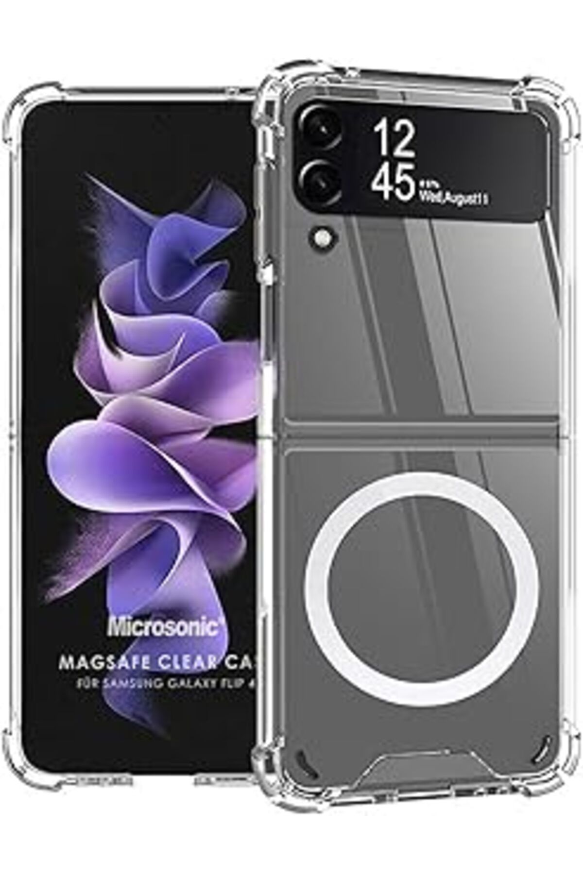 Karachil Microsonic Samsung Galaxy Z Flip 4 Için Kılıf Magsafe Clear Soft Şeffaf [Galaxy Z Flip 4 Ile Uyumlu