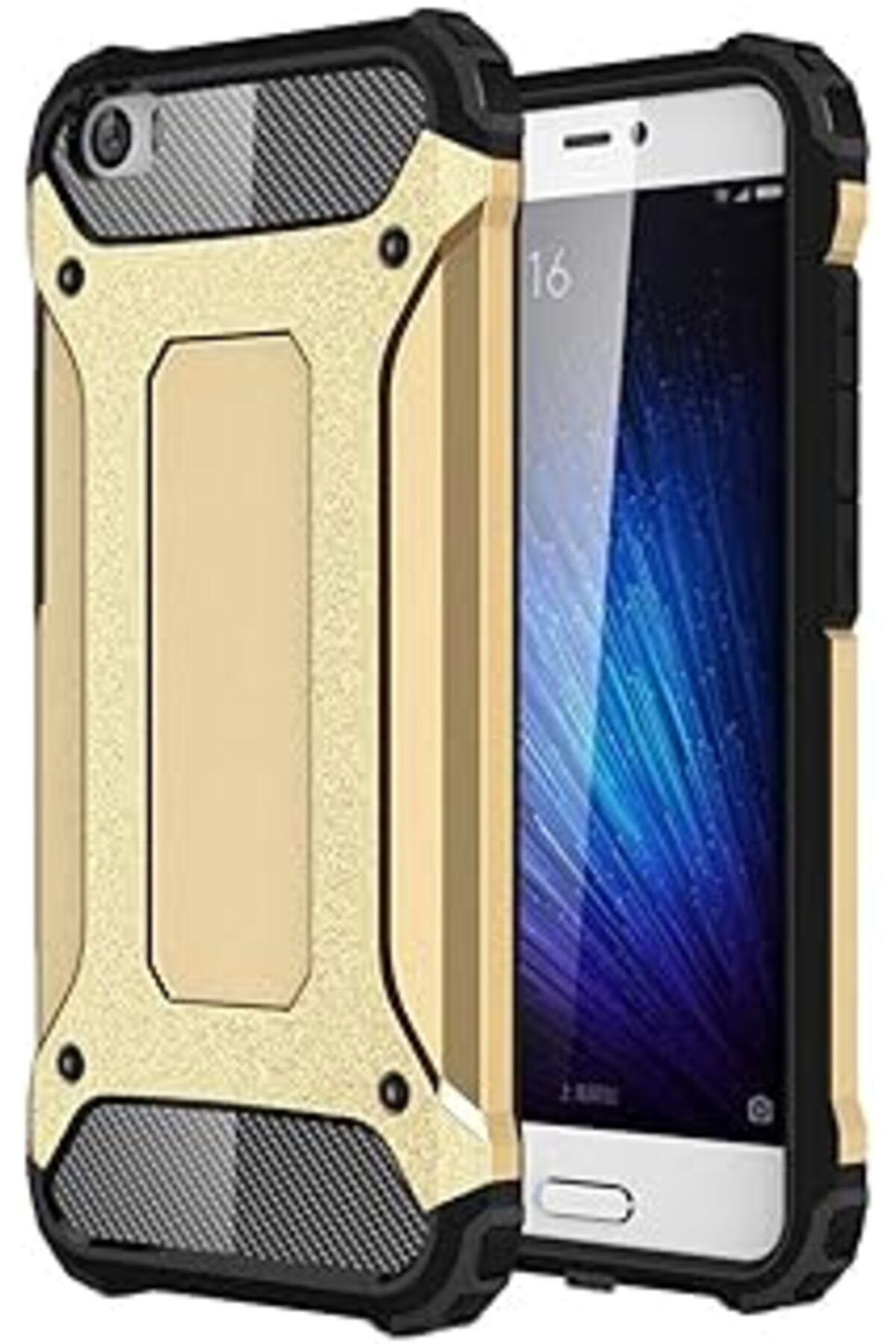 Karachil Zore Xiaomi Mi 5 Ile Uyumlu Kılıf Zore Crash Zırh Tipi Koruyucu Çift Katmanlı Silikon Kapak,Gold