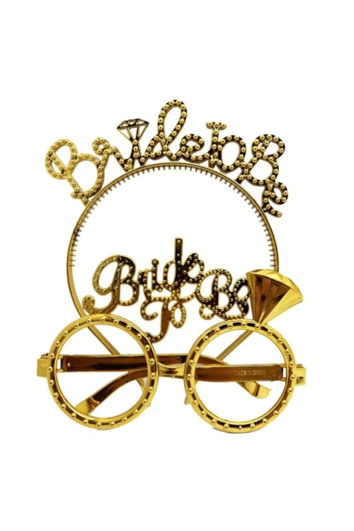 Zayla Bride To Be ve Gözlük Seti Altın Renk