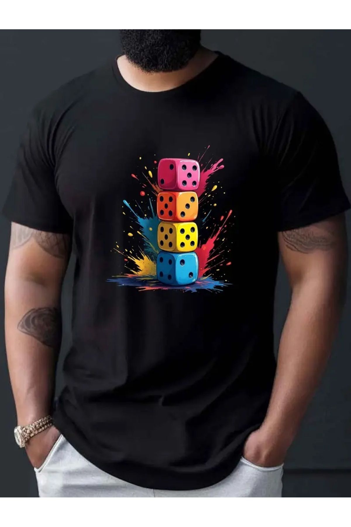 Hunors Sportswear & Company Unisex Kadın/Erkek Oversize Baskılı Pamuklu Bisiklet Yaka Kısa Kollu SİYAH T-shirt