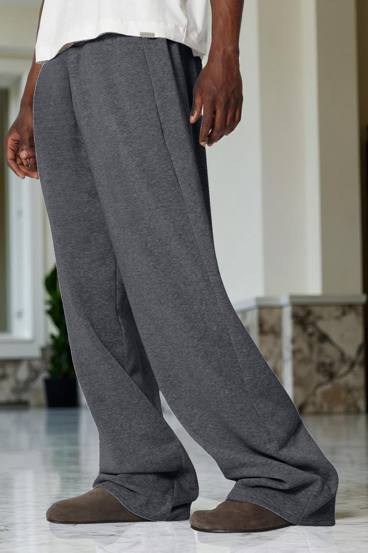 BSBSPOR Oversize Bol Kesim Lastikli Paça gri siyah füme Erkek / Kadın görsel 2