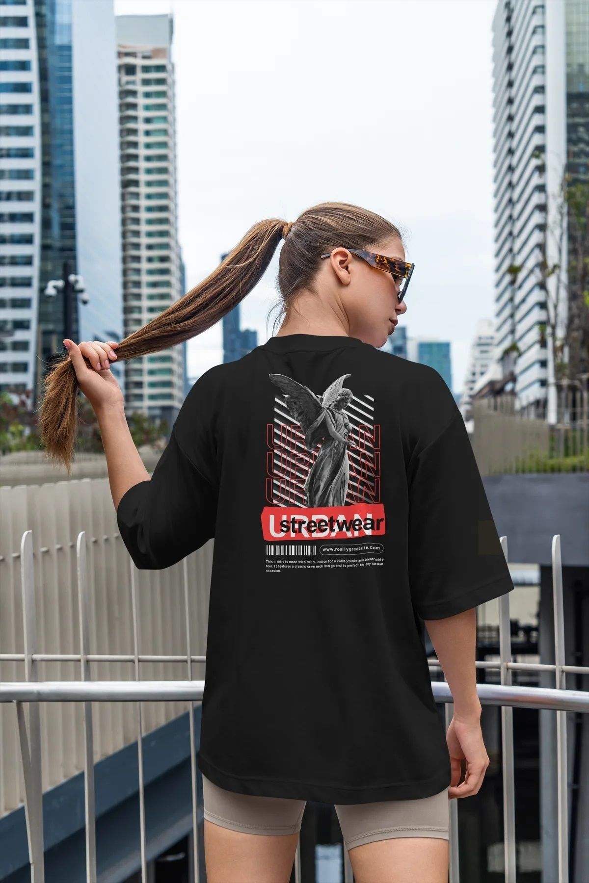 Hunors Sportswear & Company Unisex Kadın/Erkek Oversize Baskılı Pamuklu Bisiklet Yaka Kısa Kollu T-shirt