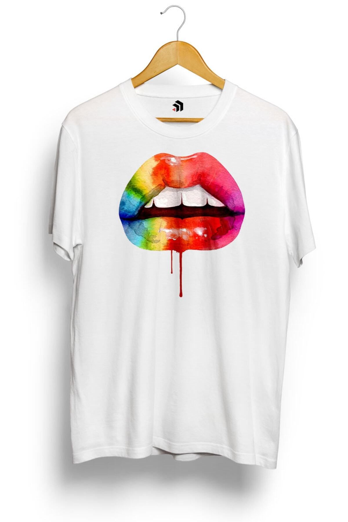 Miba Store Rainbow Lips Baskılı Tişört