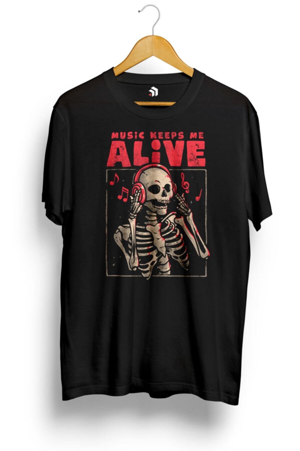 Miba Store Music Keeps Me Alive - Dead Skull Evil Gift Müzik Temalı Tişört