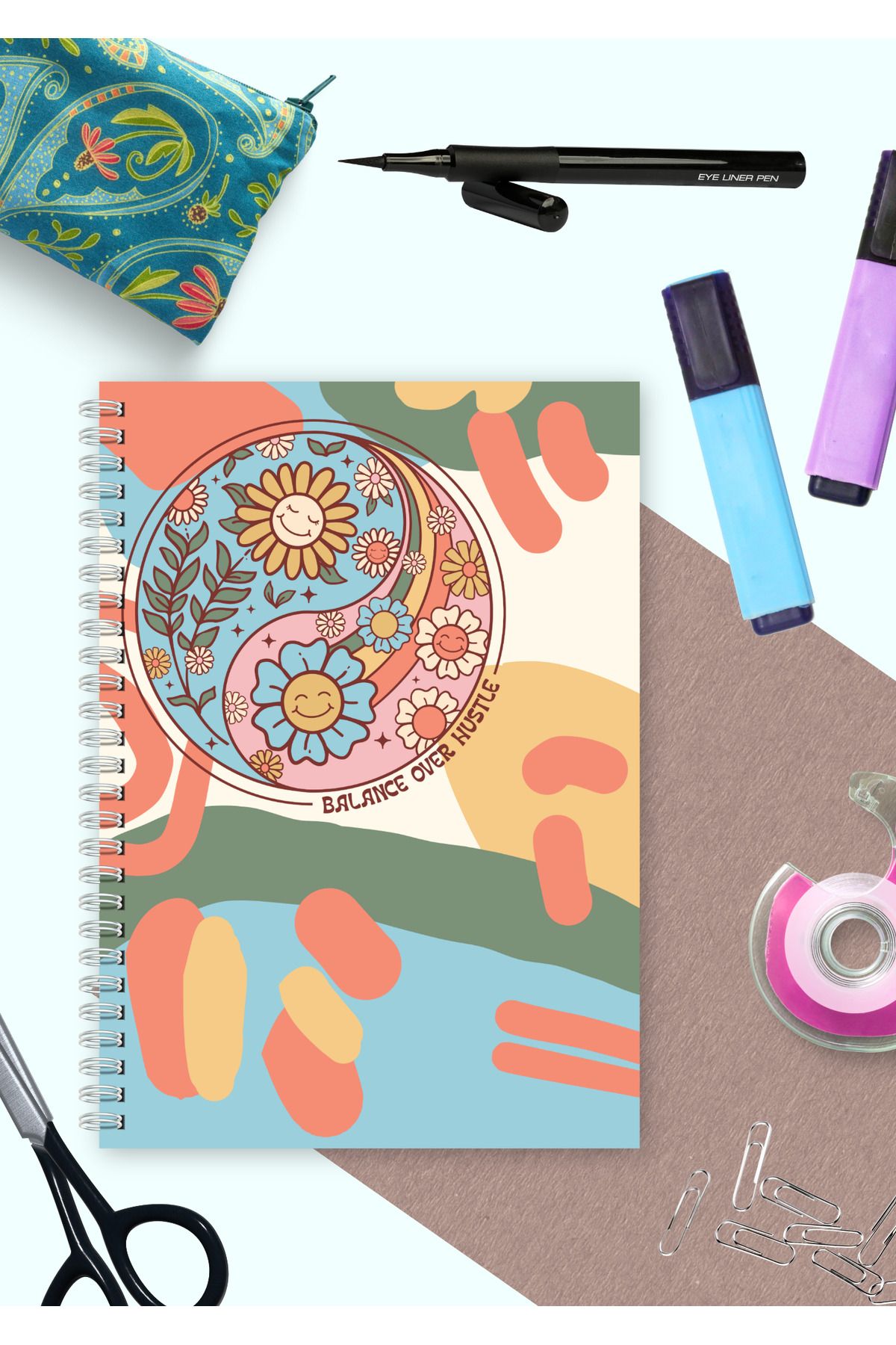 MEDUSAART Not Defteri, Defter, Okul Defteri, Sert Kapak, A5 Spiralli, 100 Sayfa