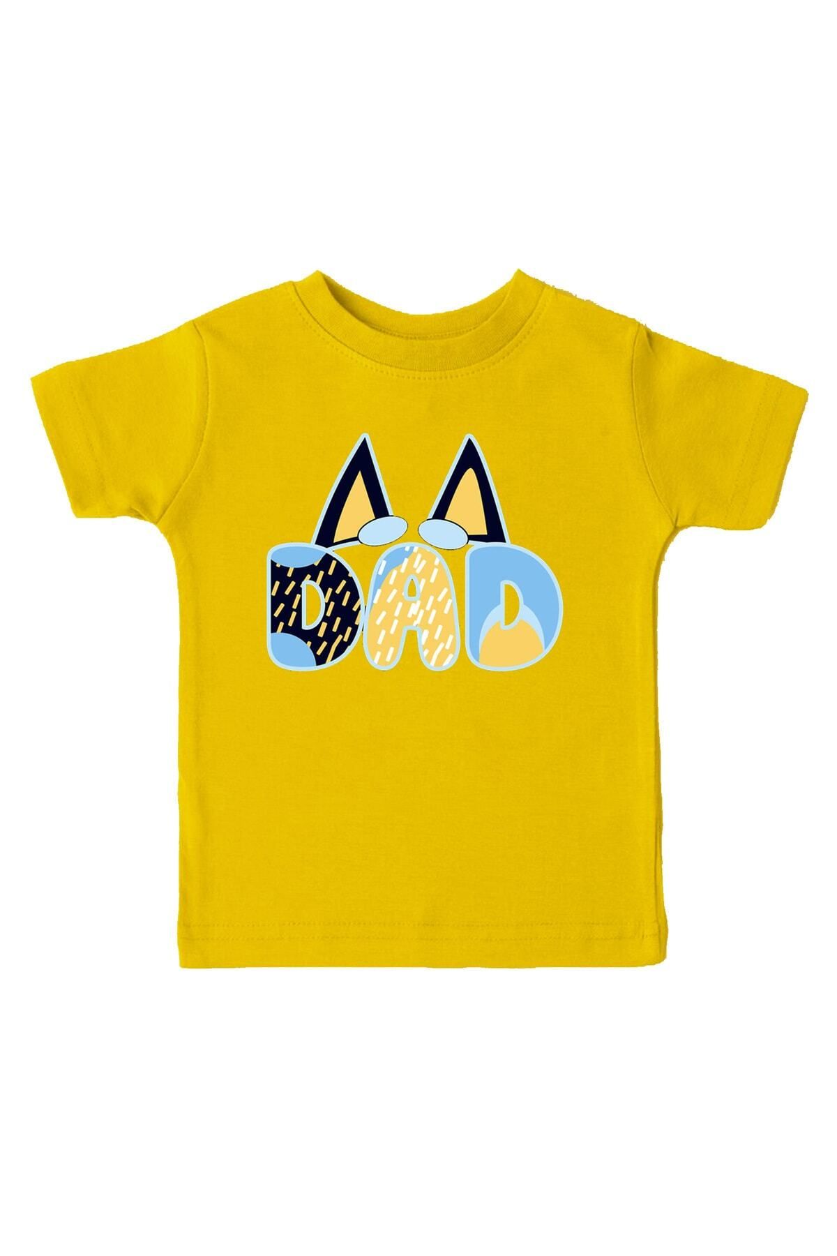 Miba Store Dad-Baba Kedi Baskılı Sarı Unisex Çocuk Tişört