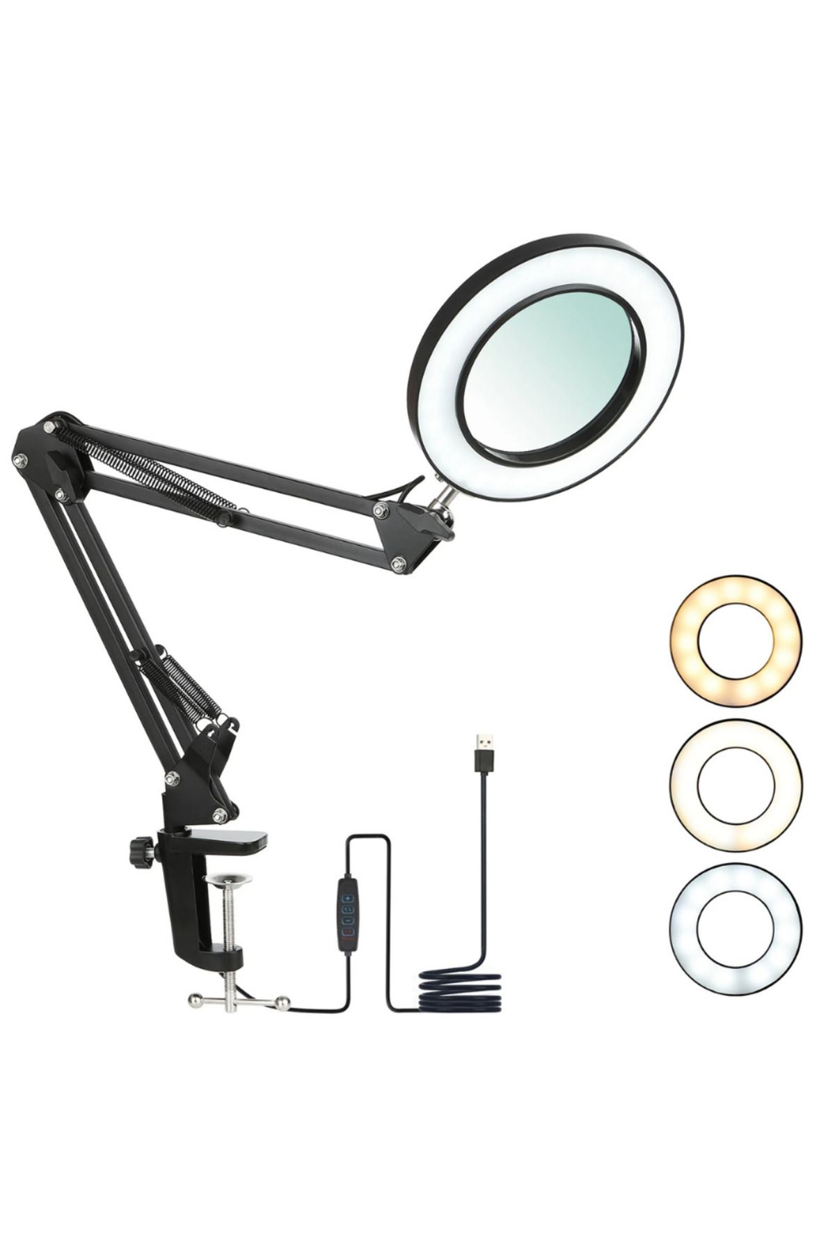 TAREZ-Sr5X Led Lighted Desk Magnifier |   5X Magnification, 72 Leds, Foldable Arm, 3 Light Modes & 10 Level Lights 1