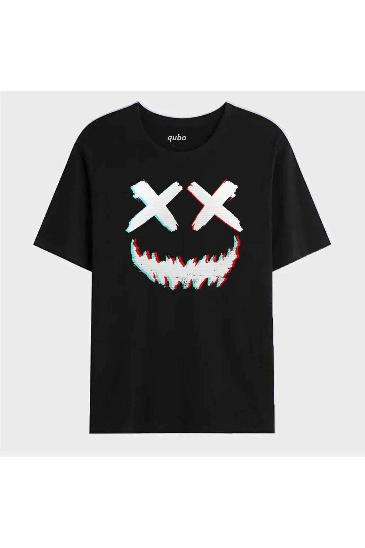 Hunors Sportswear & Company Unisex Kadın/Erkek Oversize Baskılı Pamuklu Bisiklet Yaka Kısa Kollu SİYAH T-shirt