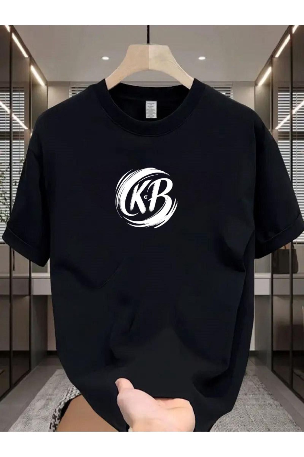 Hunors Sportswear & Company Unisex Kadın/Erkek Oversize Baskılı Pamuklu Bisiklet Yaka Kısa Kollu SİYAH T-shirt