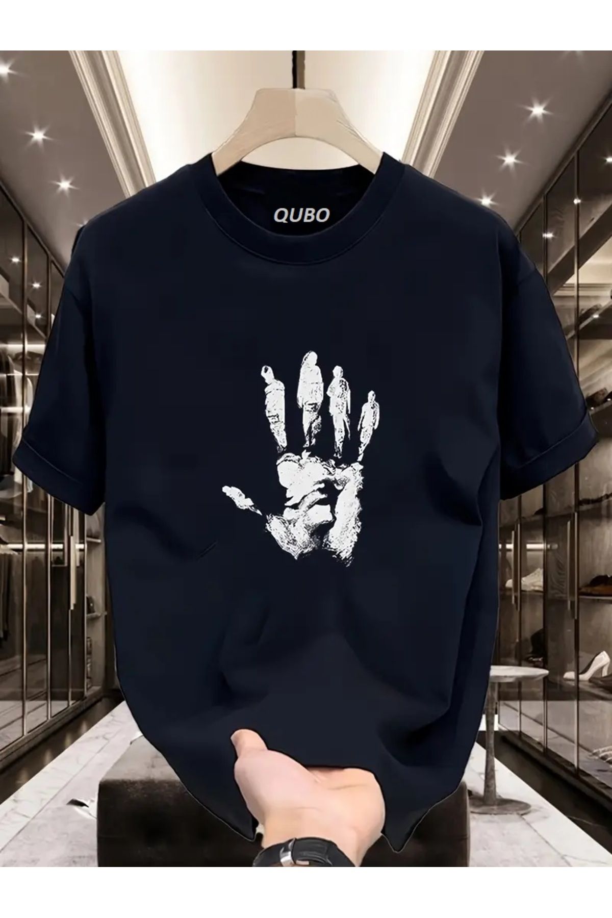 Hunors Sportswear & Company Unisex Kadın/Erkek Oversize Baskılı Pamuklu Bisiklet Yaka Kısa Kollu SİYAH T-shirt