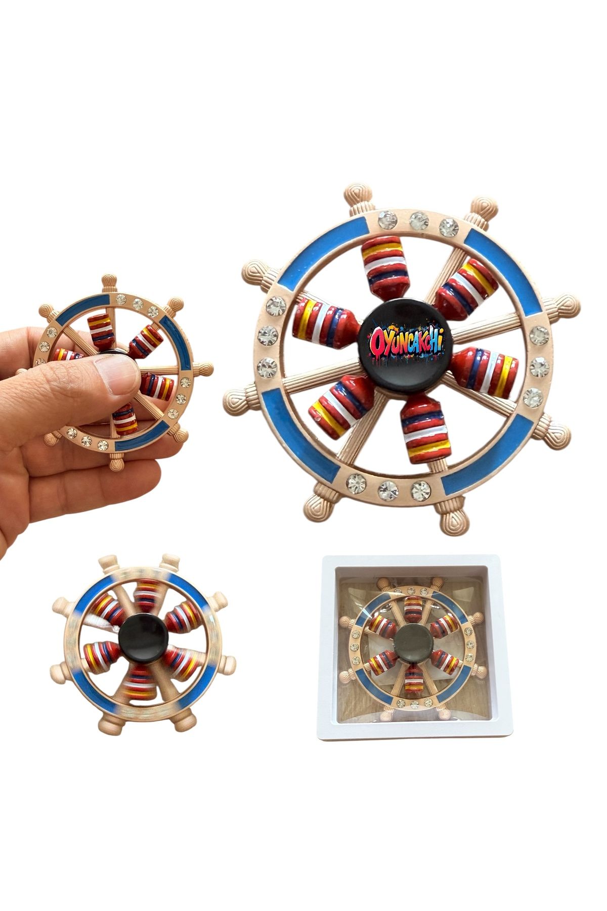 tmtoysandmore Metal Stres Çarkı Fidget Yeni Model 2li Dümen Modelli Stres Atıcı Özel Kutulu