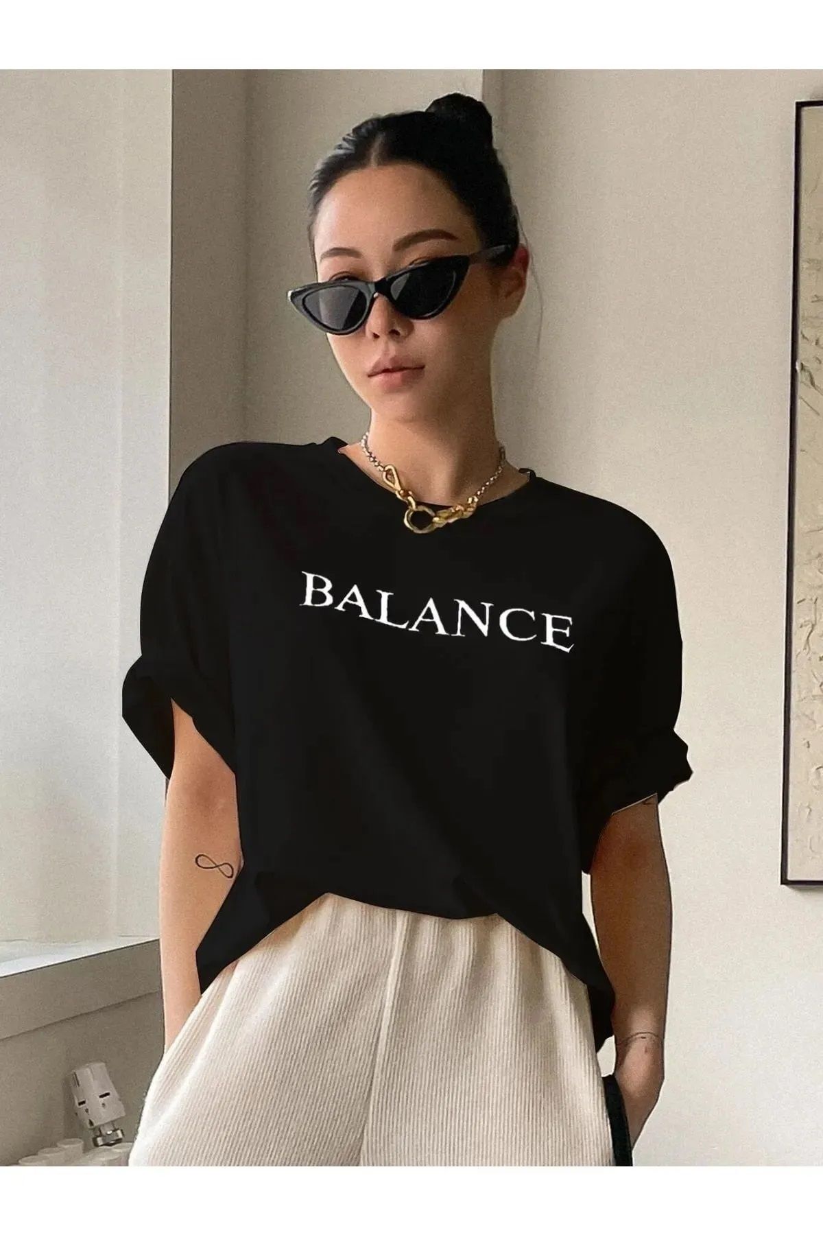 Hunors Sportswear & Company Unisex Kadın/Erkek Oversize Baskılı Pamuklu Bisiklet Yaka Kısa Kollu T-shirt