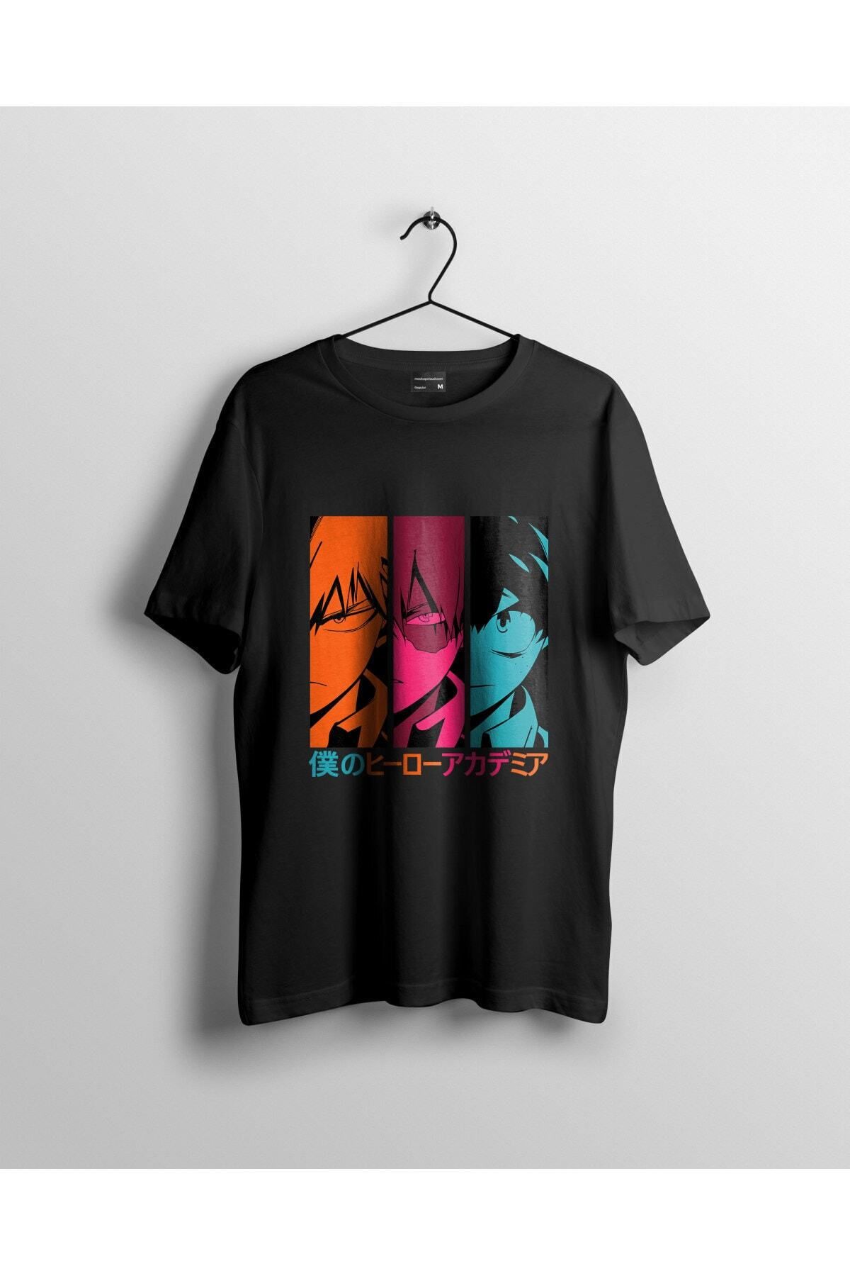 Miba Store Unisex Bakugo Izuku Todoroki My Hero Academia Anime Baskılı Tişört