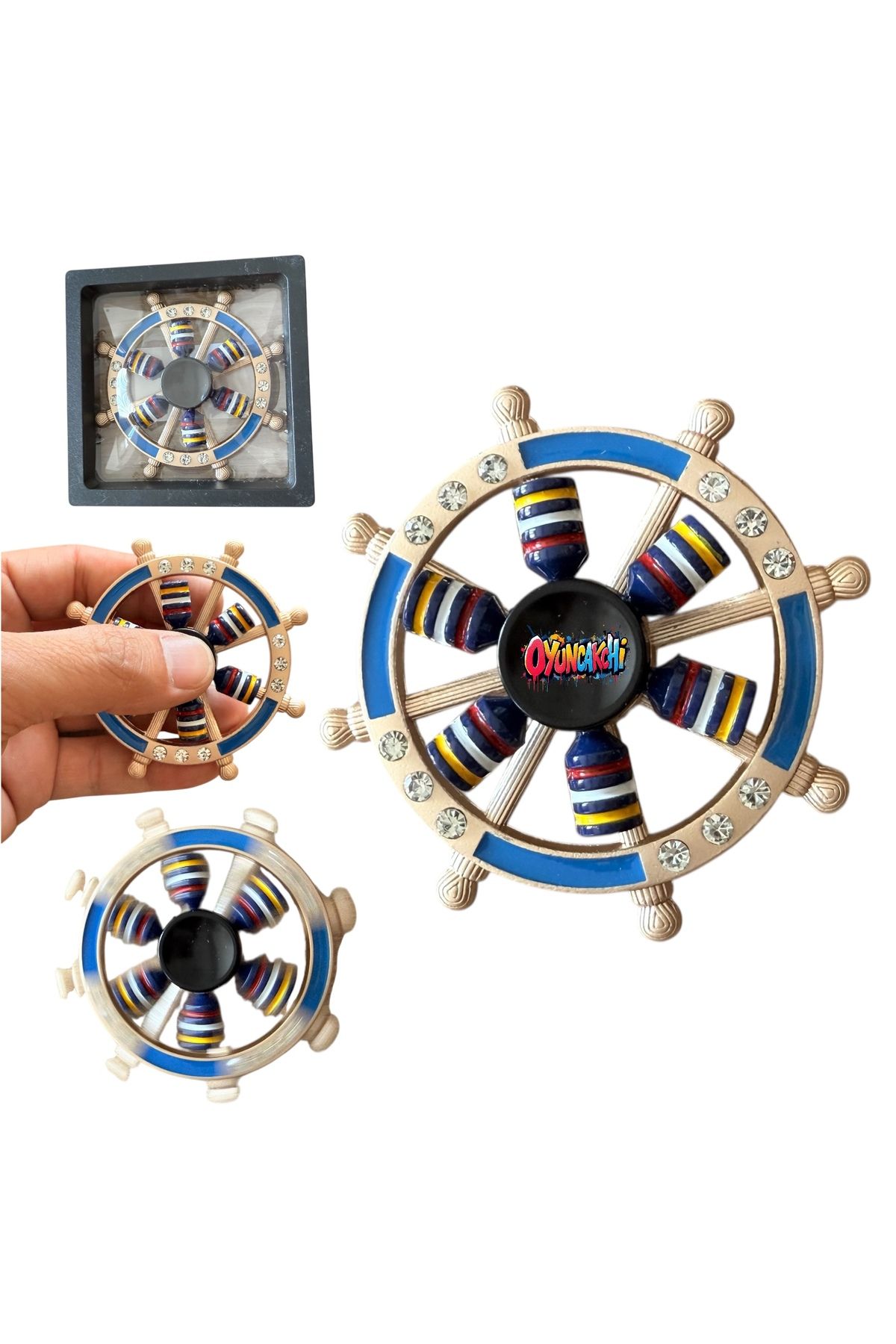 tmtoysandmore Metal Stres Çarkı Fidget Yeni Model 2li Dümen Stres Atıcı Özel Kutulu 03