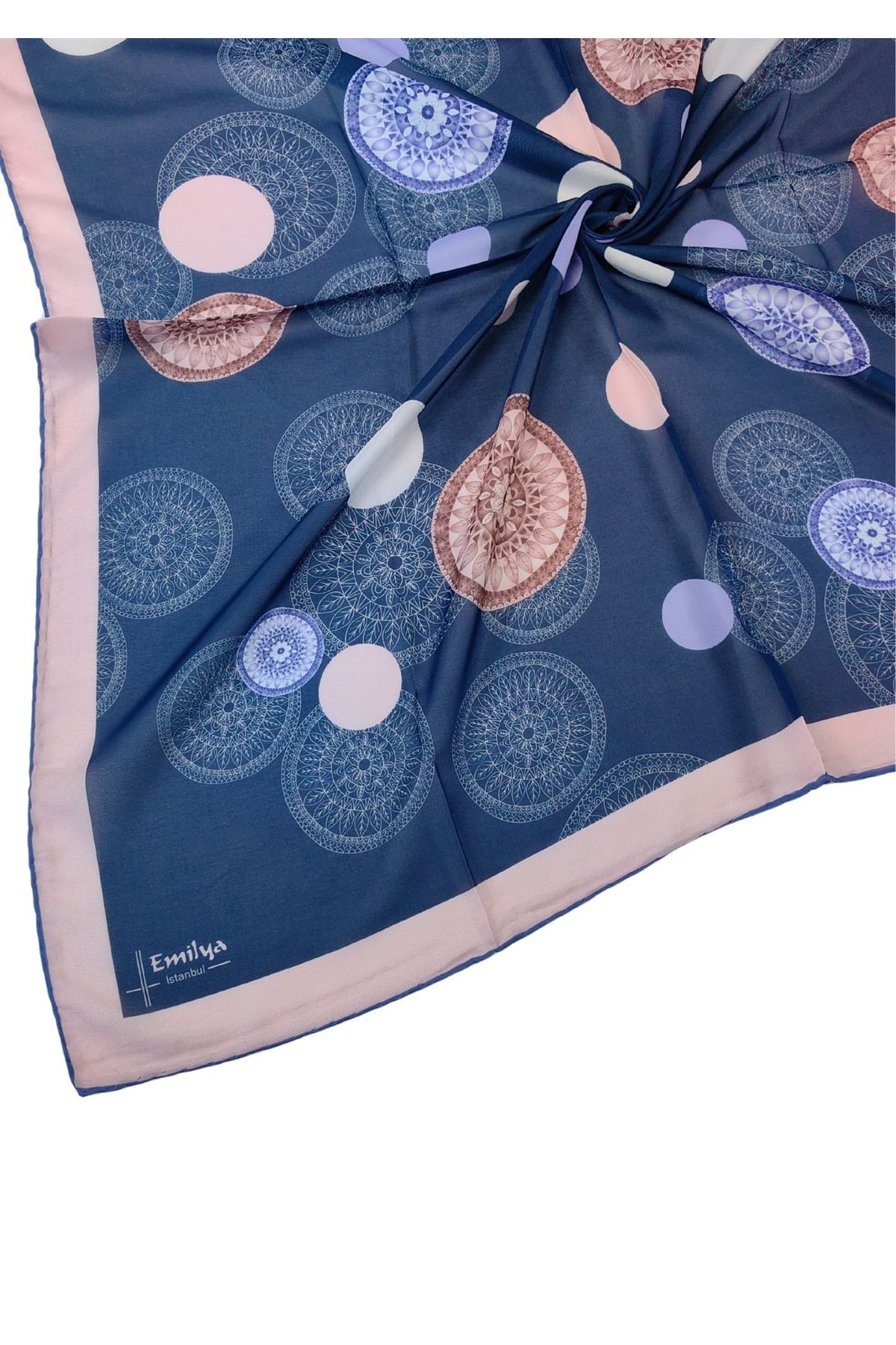 mim eşarp Emilya Kadın Fresh Şifon Desenli Geometrik Eşarp 90x90 cm