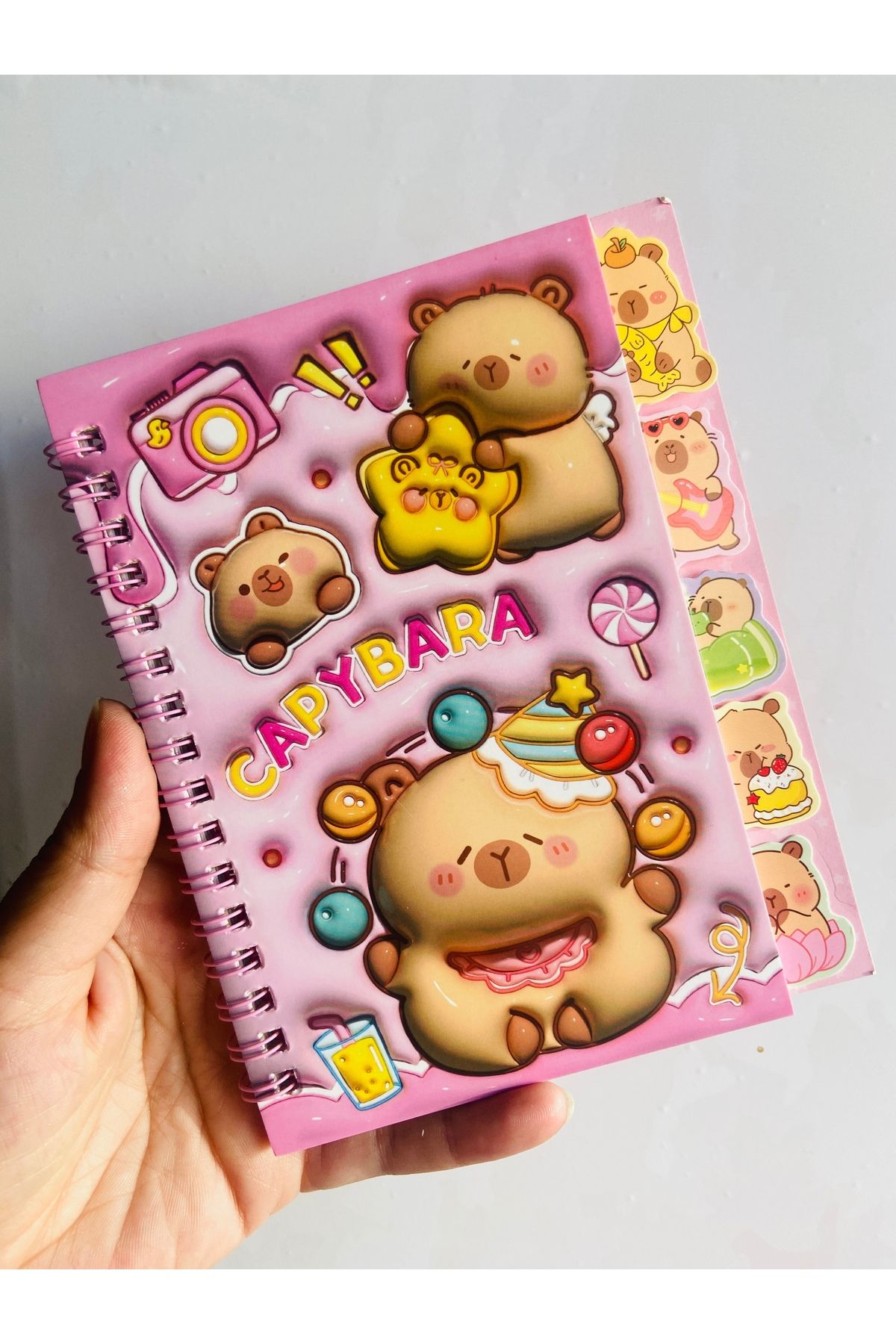 synshop Capybara Kapibara Sticker Etiket Çıkartma 16 Sayfa (300 adet) Su Geçirmez+Opak 8 Sayfa Not Defteri