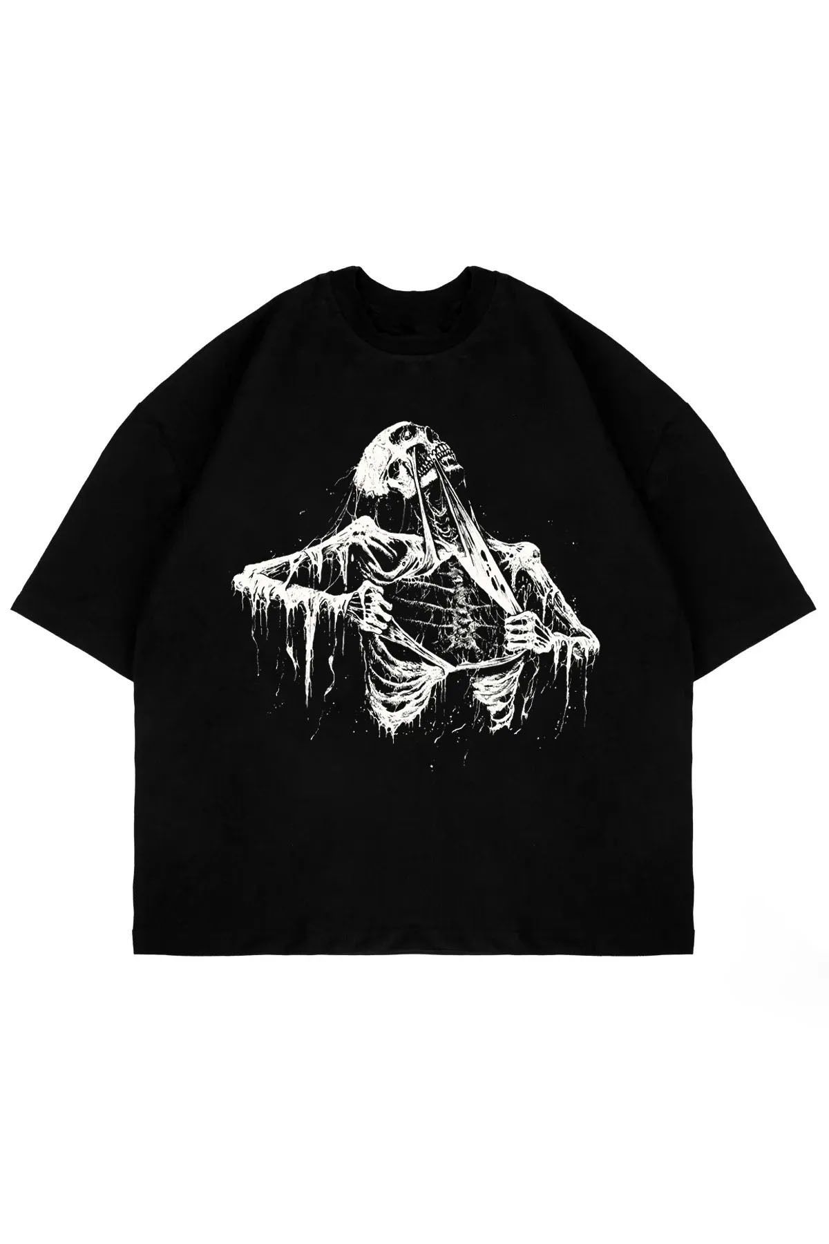 Hunors Sportswear & Company Unisex Kadın/Erkek Oversize Baskılı Pamuklu Bisiklet Yaka Kısa Kollu T-shirt