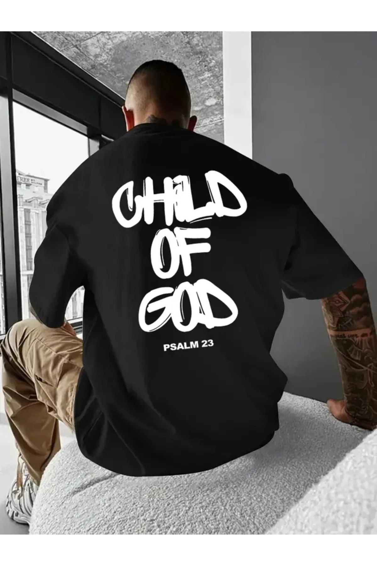 Hunors Sportswear & Company Unisex Kadın/Erkek Oversize Baskılı Pamuklu Bisiklet Yaka Kısa Kollu SİYAH T-shirt