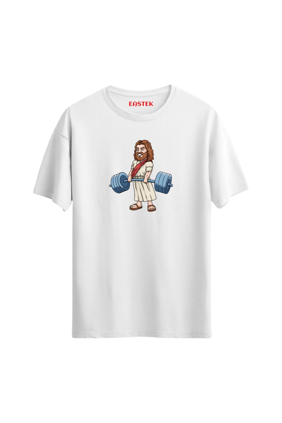 Eastek Funny Gym Gift Men Jesus Deadlift Gift Men Fitness Bodybuilding T-shirt, Unisex Beyaz Tişört