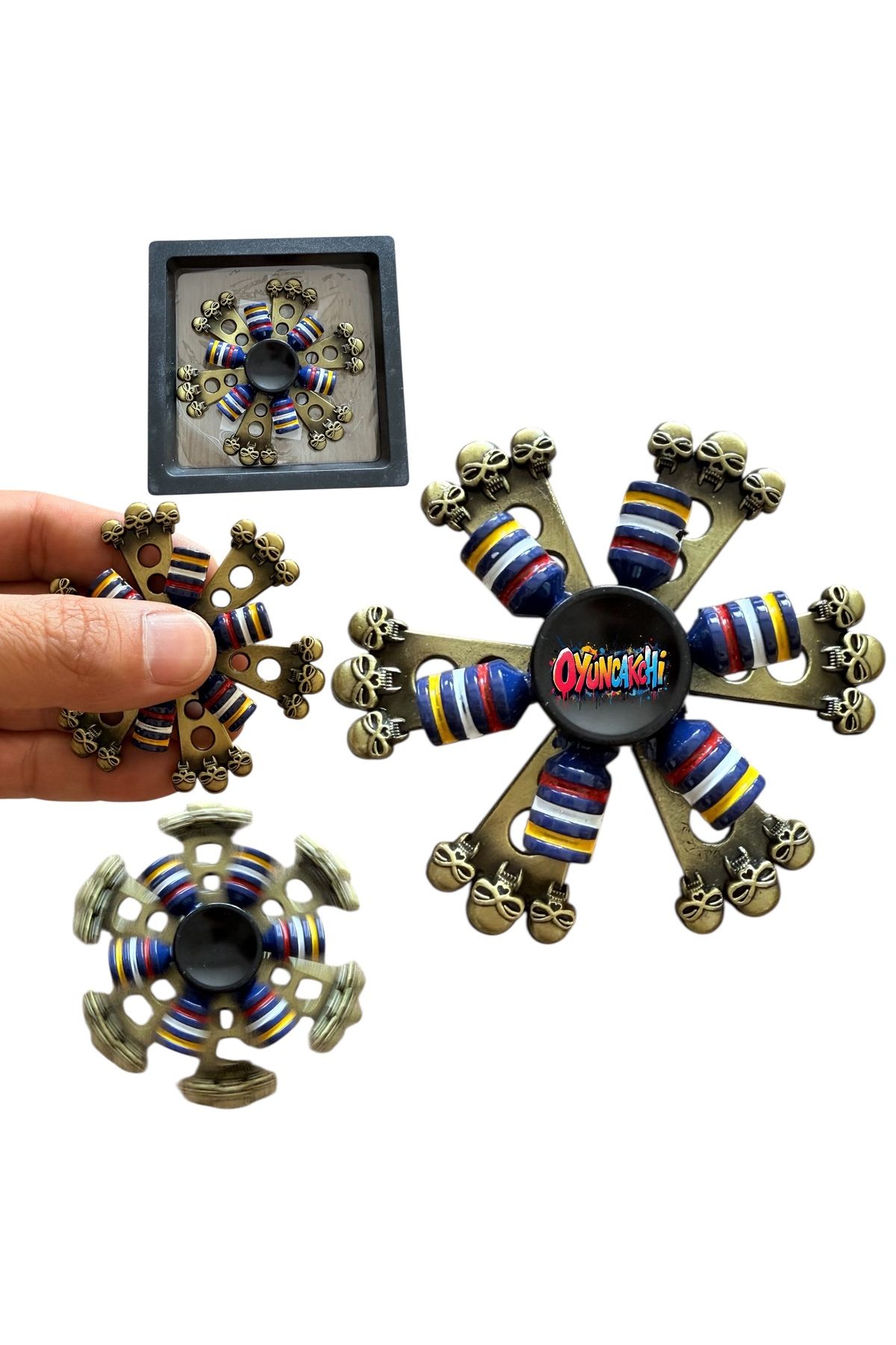 tmtoysandmore Metal Stres Çarkı Fidget Yeni Model Kuru Kafa Ve Dümen Stres Atıcı Özel Kutulu 03