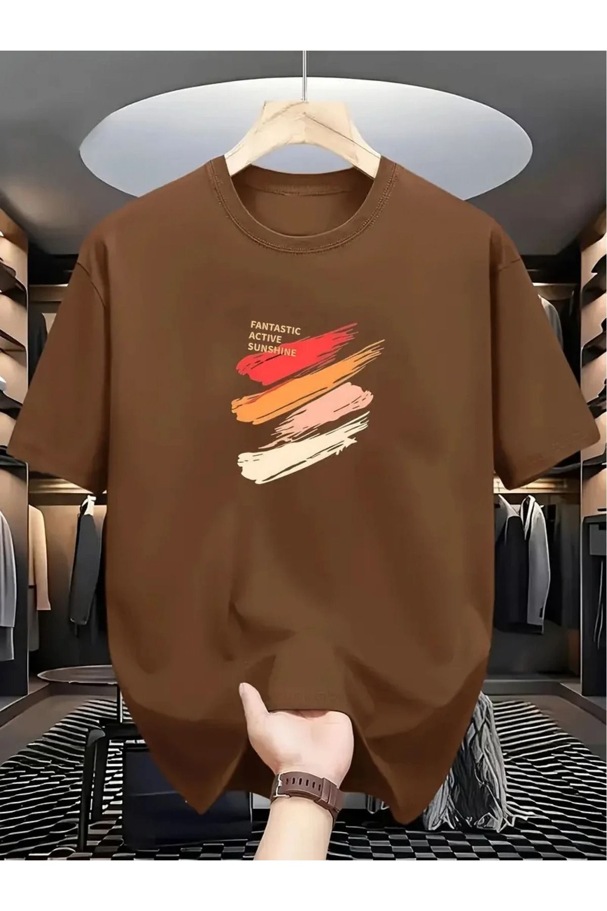 WOODROFFE Kadın ve Erkek "Fantastic Active" Baskılı Oversize T-shirt