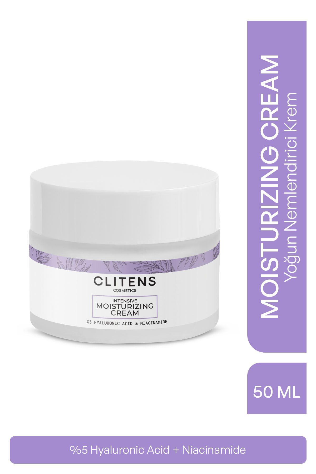 CLİTENS COSMETİCS Clitens Yoğun Nemlendirici Krem 50 ml – %5 Hyaluronik Asit + Niasinamid İçerikli Cilt Bakım Kremi
