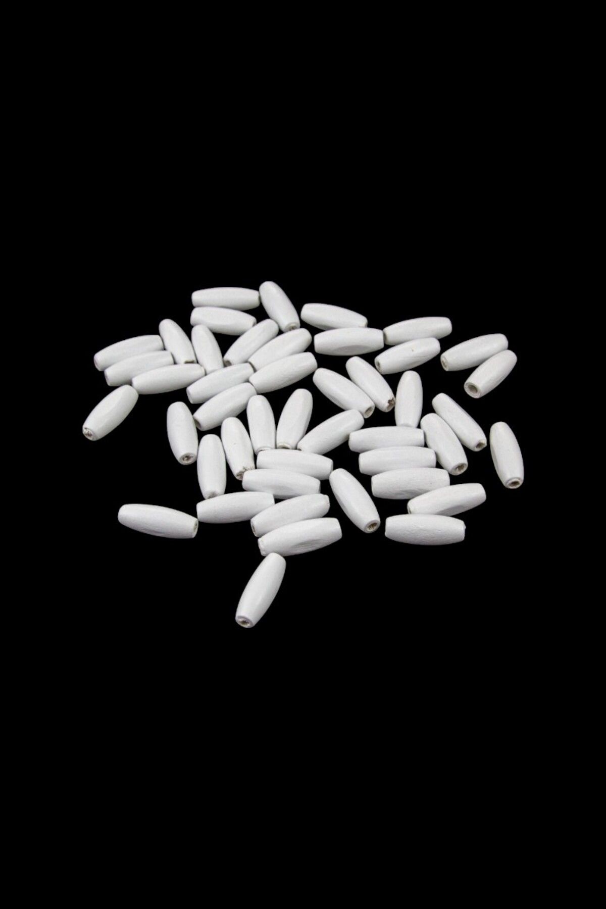 Serhat Aksesuar ve El İşçilik 12 mm Arpa Beyaz (22X6 MM) Ahşap Boncuk 35 gr (100 ADET)