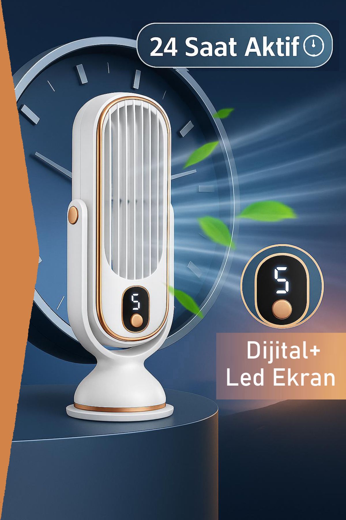 Quantis Yeni Nesil Dijital Göstergeli- 5 Kademeli- Çift Motorlu - 720° Dönebilir Kablosuz Şarjlı Fan