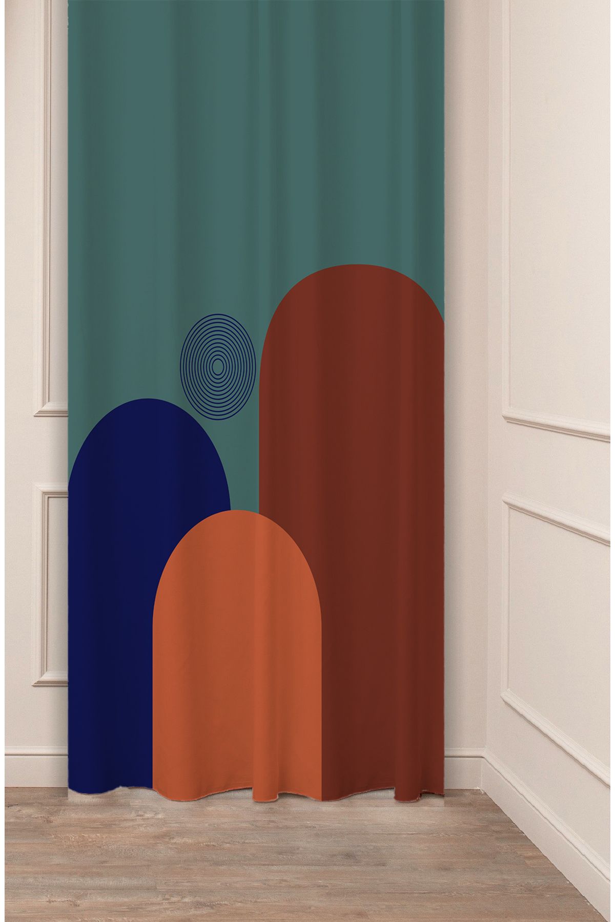 GREENDECOR Geometrik Çizgi Bohem Minimalist Soft Desenli Özel Tasarım Dijital Baskılı (Tek Kanat) Şık Fon Perde