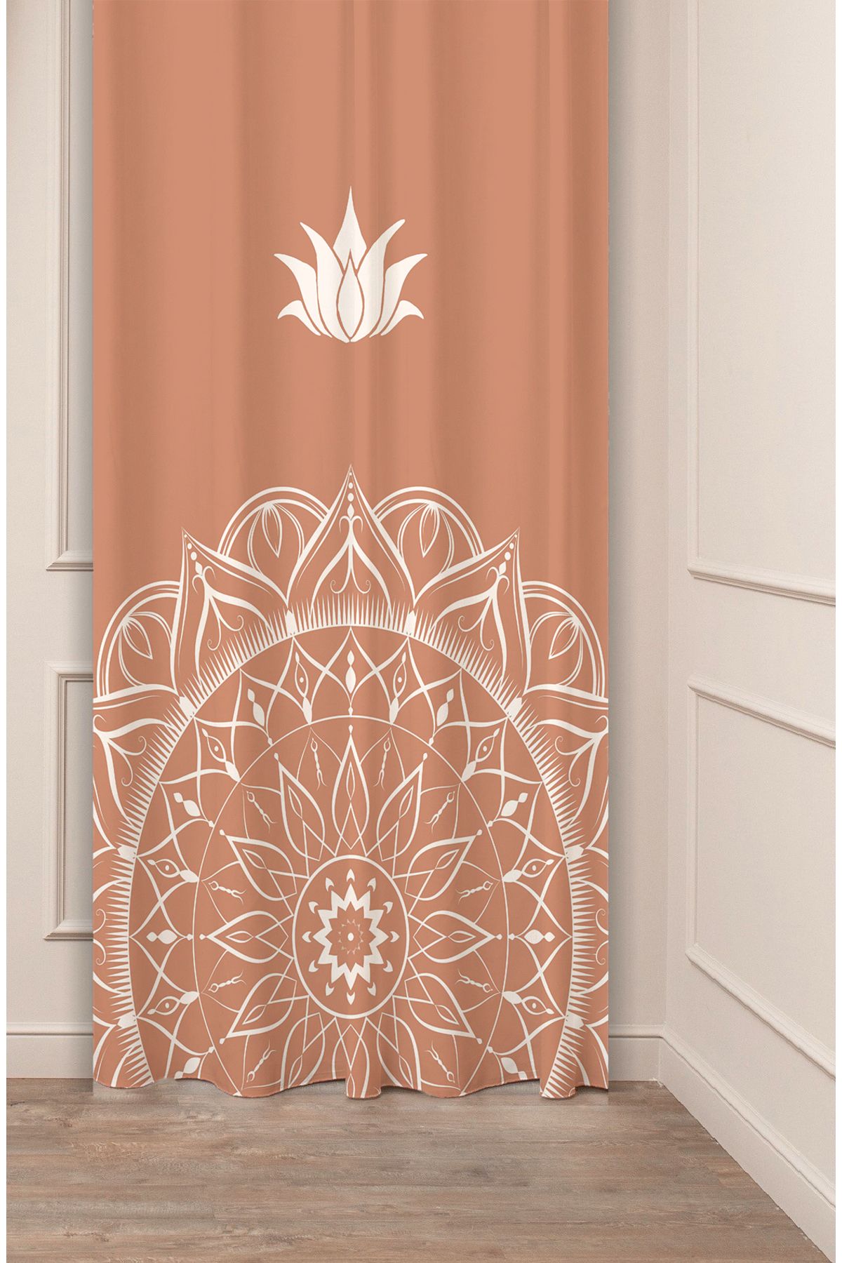 GREENDECOR Mandala Bohem Etnik Minimalist Soft Desenli Özel Tasarım Dijital Baskılı (Tek Kanat) Şık Fon Perde