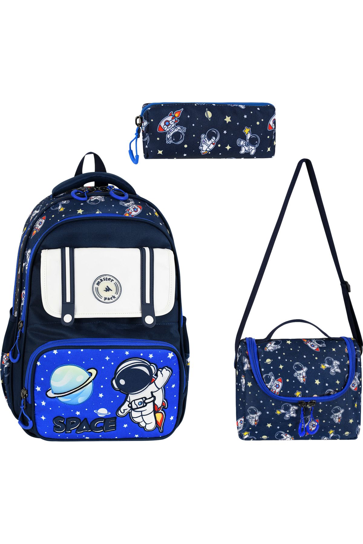 QL ACCESSORY Astronot Kore Tarzı Lisanslı Termal Beslenmeli İlk Okul Çantası seti