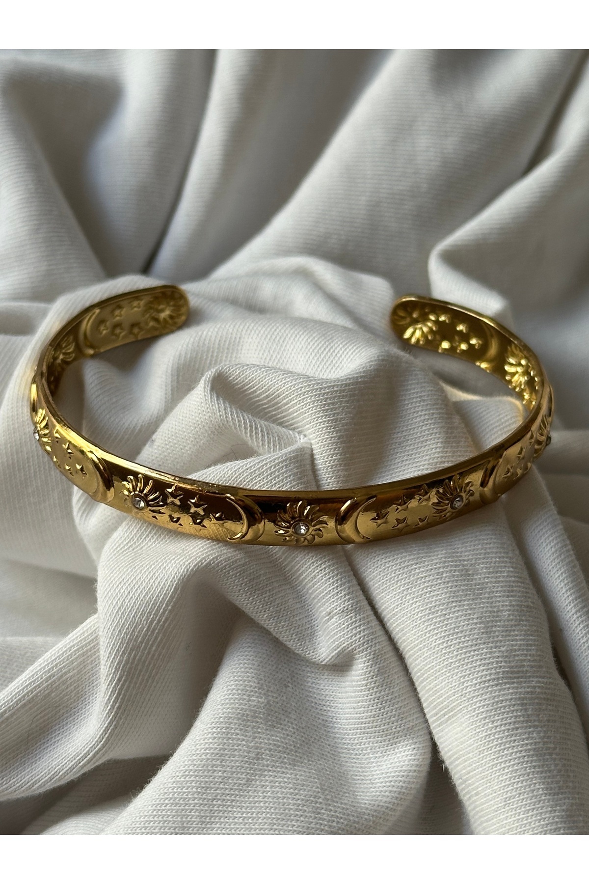 Midellie  güneş ve ay çelik kelepçe - Görsel 4