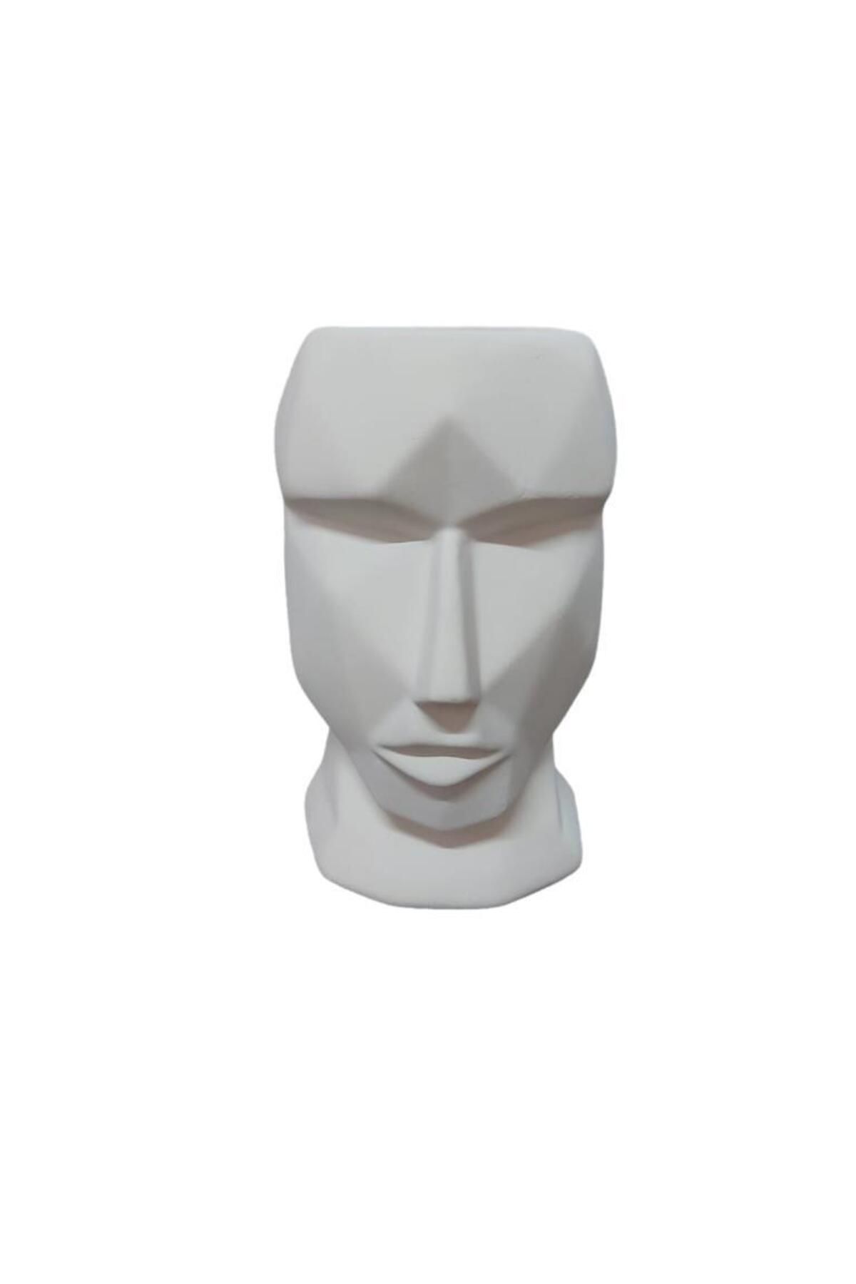 ehobici Seramik Soyut Yüz Vazo 21,5x13cm