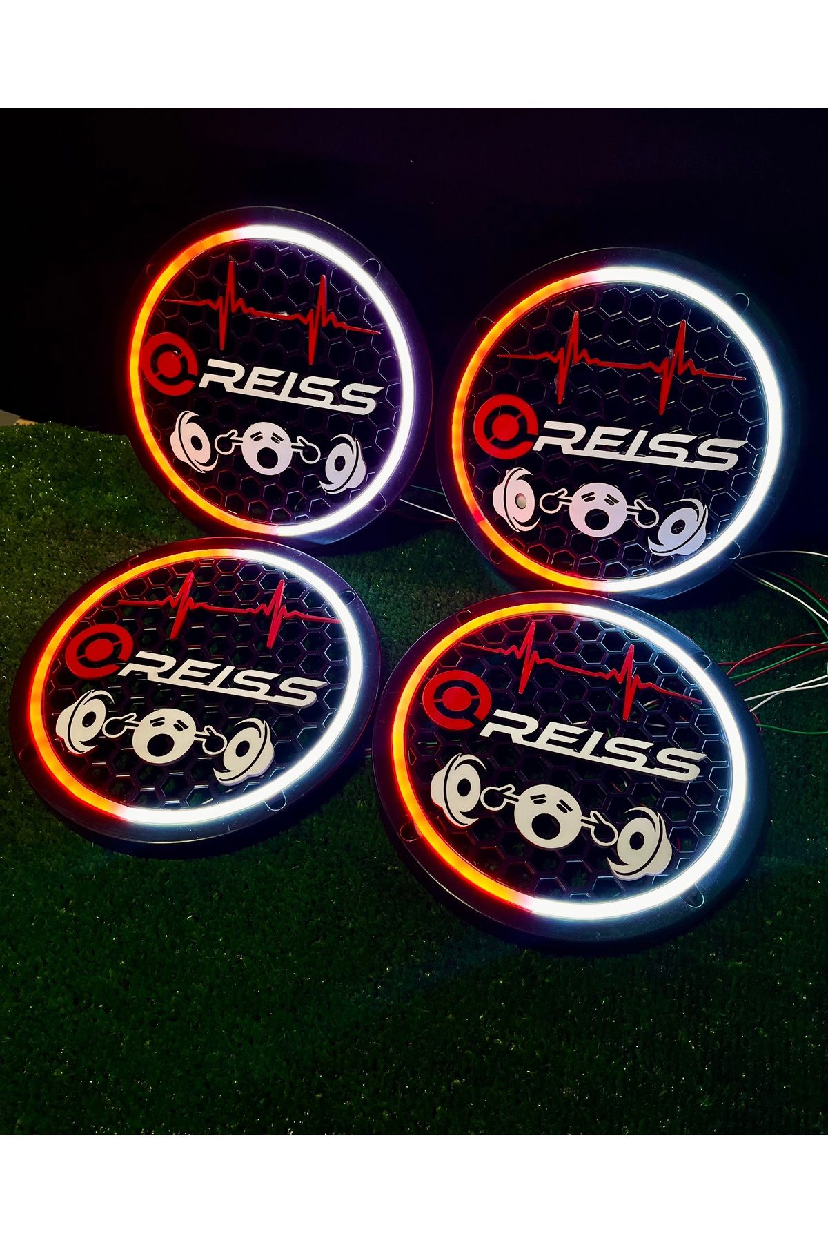 TREND 20Cm Pixel Kayar Ledli Midrange Kapağı Reıs Yazılı Özel Tasarım 4 Adet 20CM Kayar Ledli + Kumanda