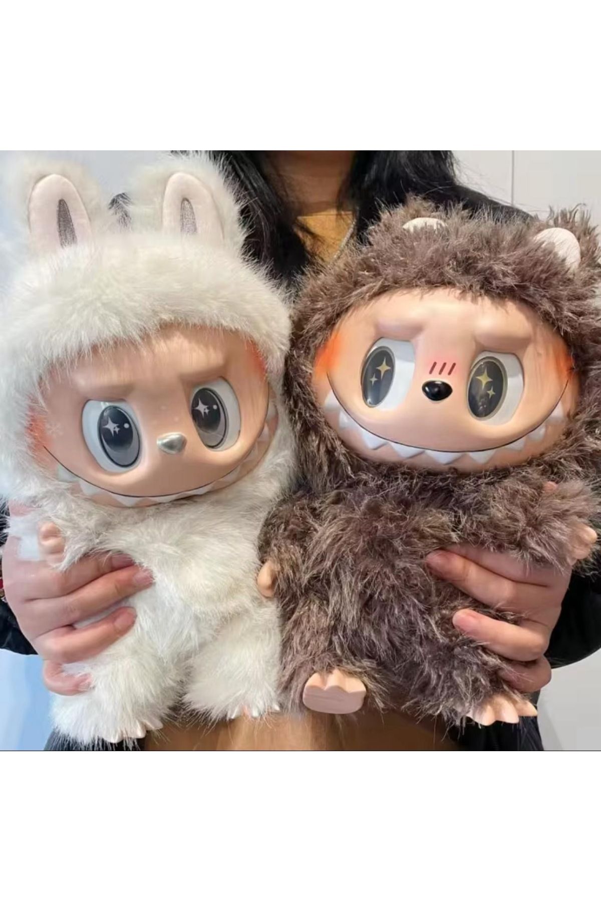 happystoretr 2li set 40 cm labubu zimomo melek yaratıcı şekil vinil bebek labubu serisi