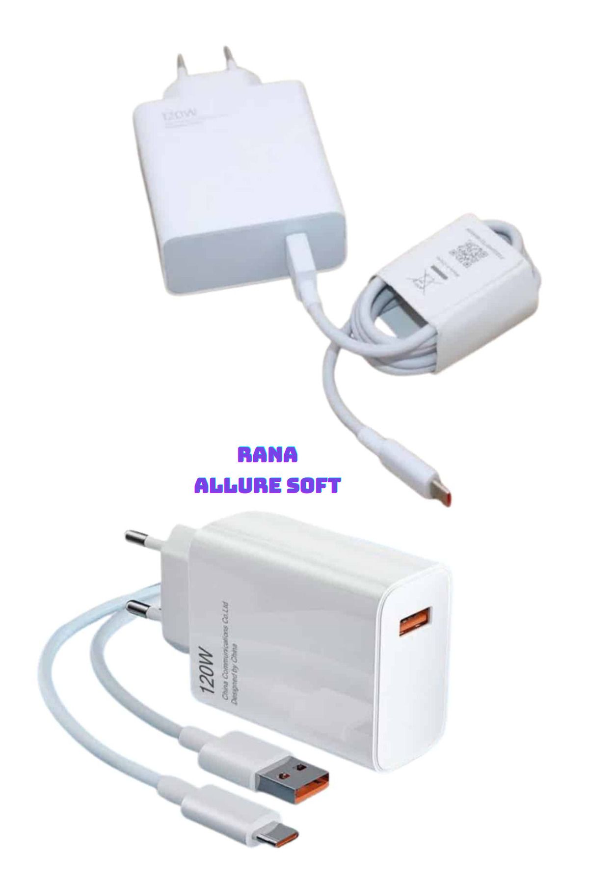 Allure soft Süper Hızlı 120W Süper Hızlı Şarj Aleti Kablo Turbo Güç Adaptörü Şimşek Hızında Şarj