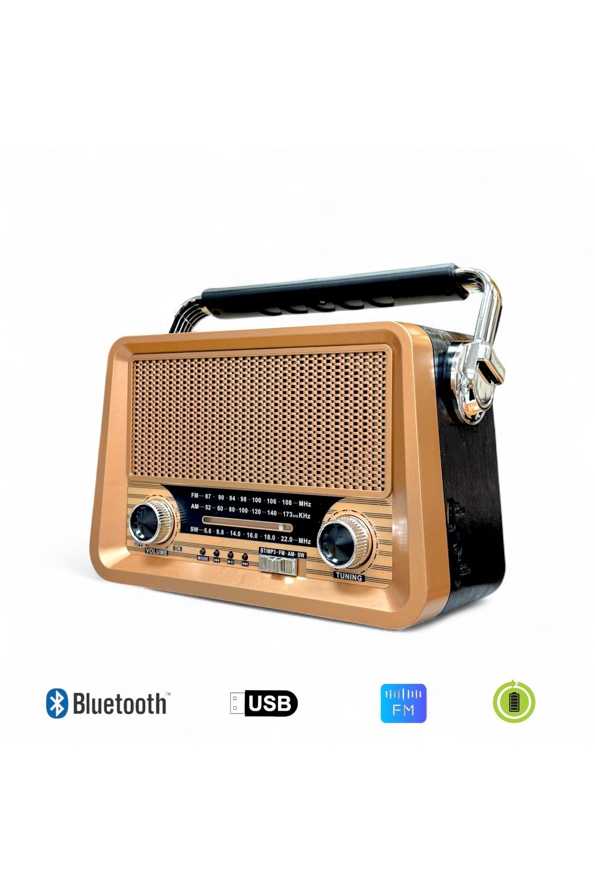 ROYALTREND Eskitme Nostalji Radyo Ahşap Görünüm Şık Tasarım Nostaljik Radyo
