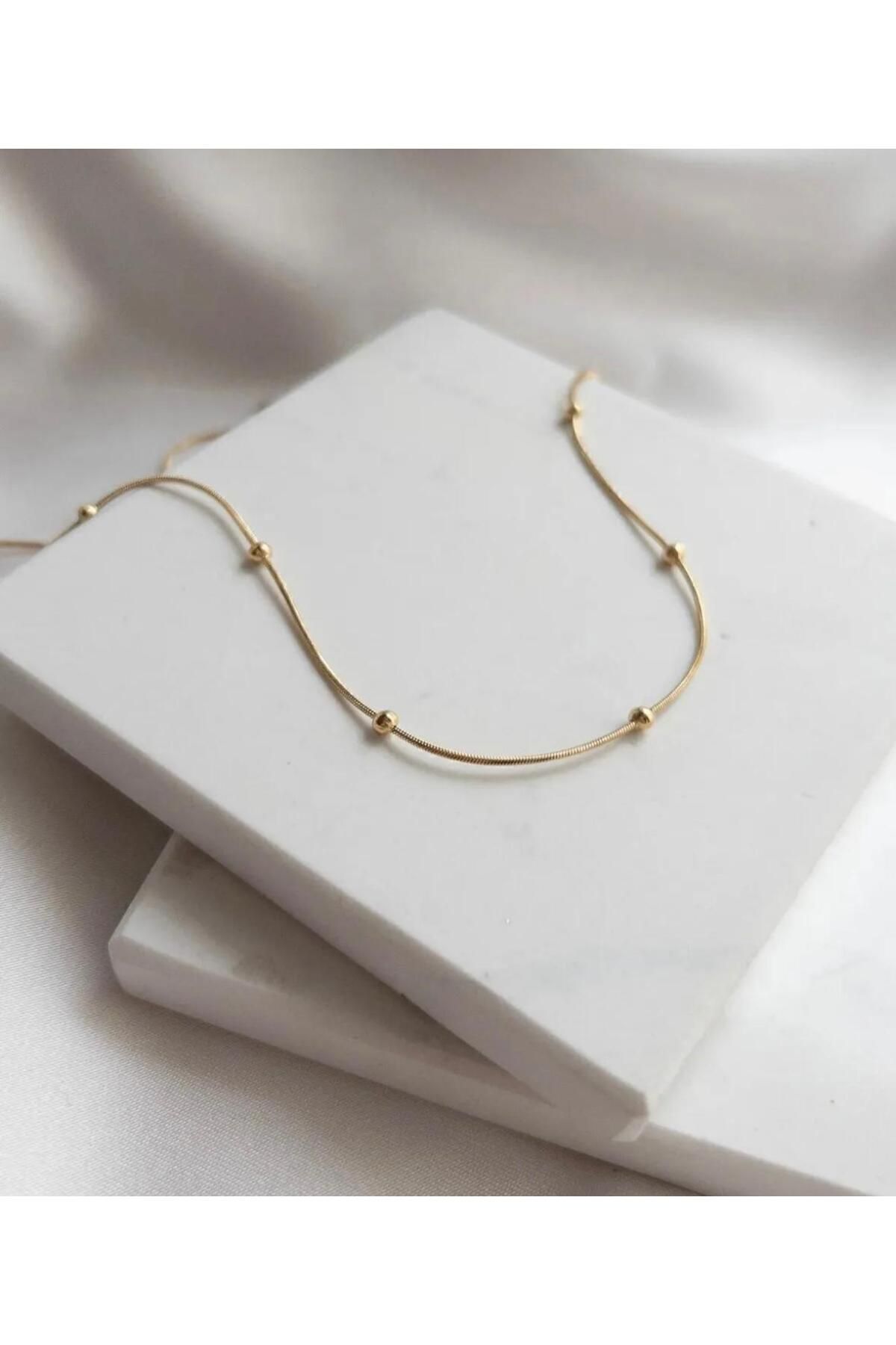 LİSBOND ELEGANCE Lisbond Elegance Kadın Çelik Topcuklu Dorika Zincir Kolye Gold